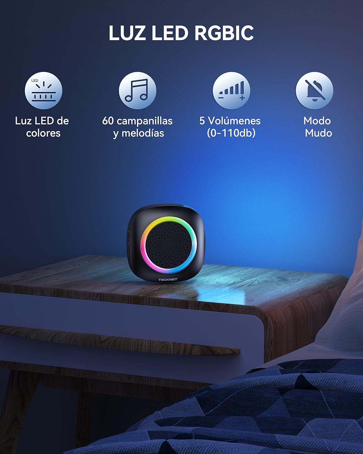 TECKNET Campanello Senza Fili da Esterno IP66, Black - immagine 3