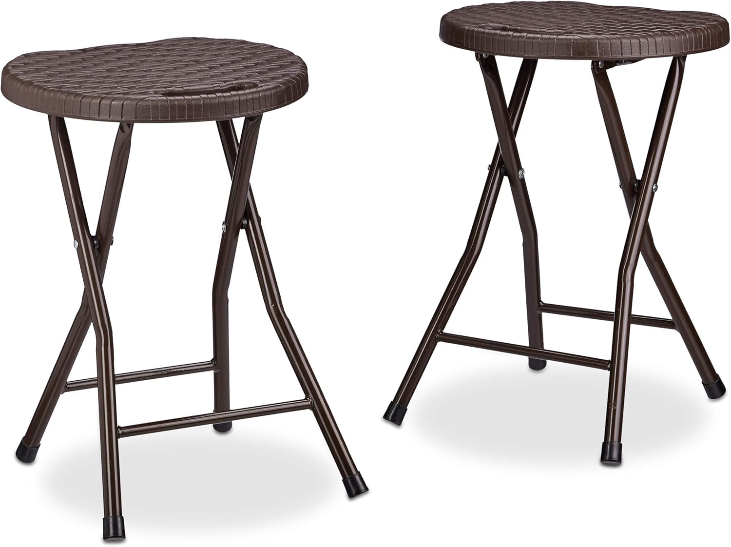 Relaxdays Sgabello Pieghevole Bastian, Marrone - immagine 1