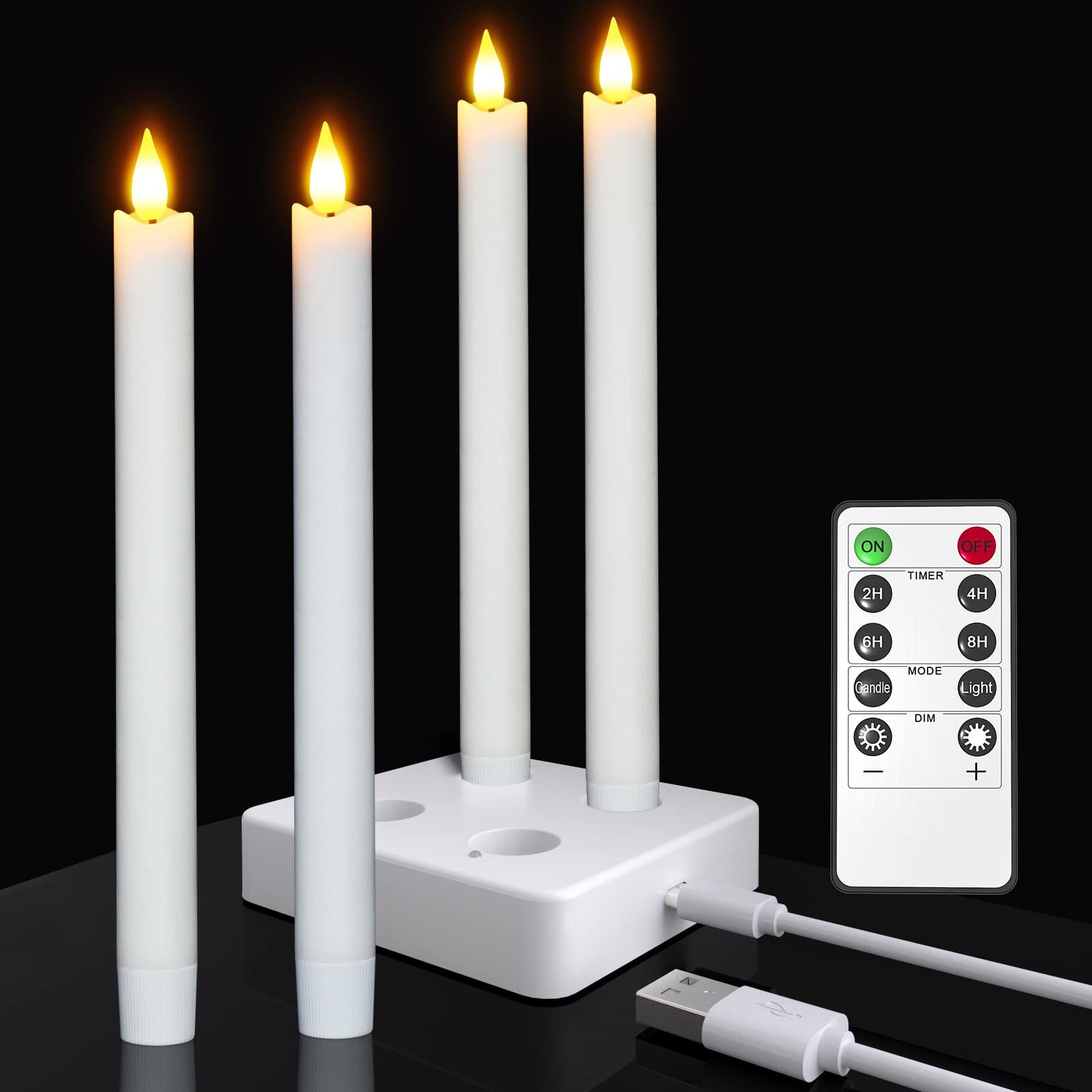 Ymenow Candele LED Affusolate Ricaricabili - 4 Pezzi