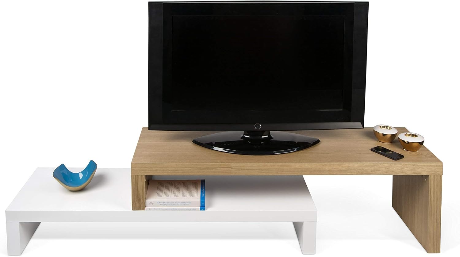 Symbiosis Cliff Mobile TV Allungabile – Legno Tamburato Noce, 125/235x38x20/40 Cm, Made In Portugal - 2