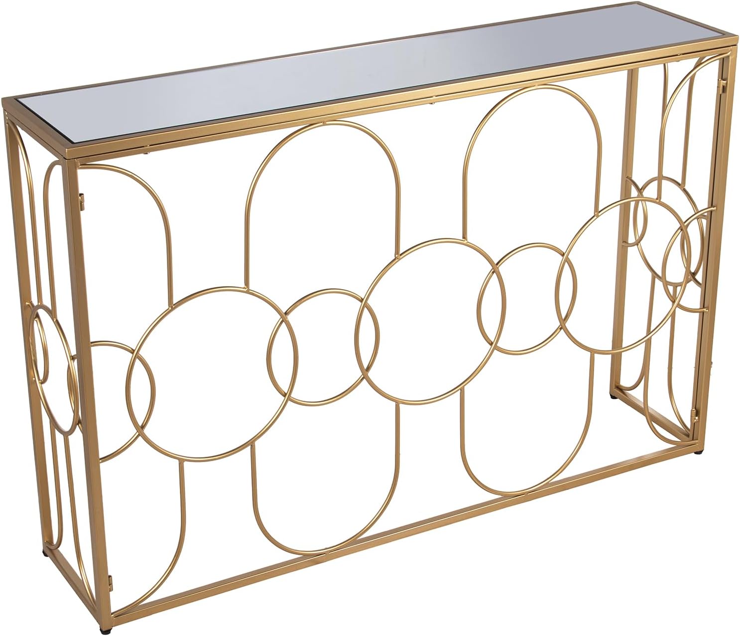 Drw Console Ingresso Mobile in Metallo e Vetro, Oro