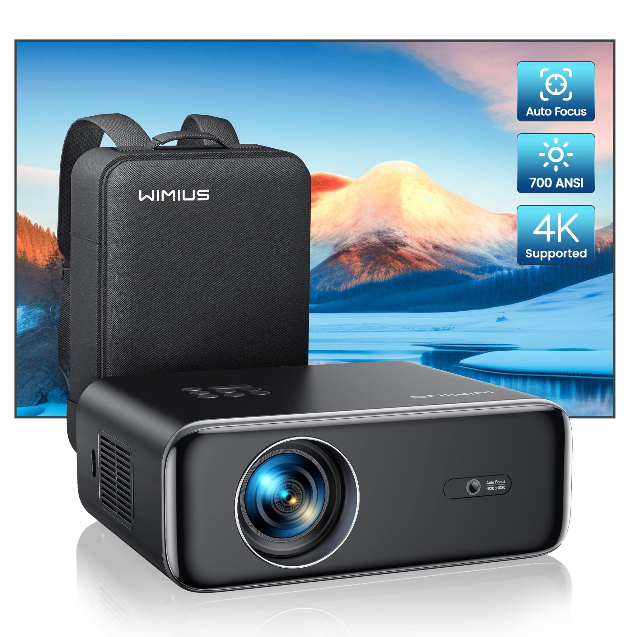 Wimius Proiettore WiFi Bluetooth 900ANSI 1080P Nativo