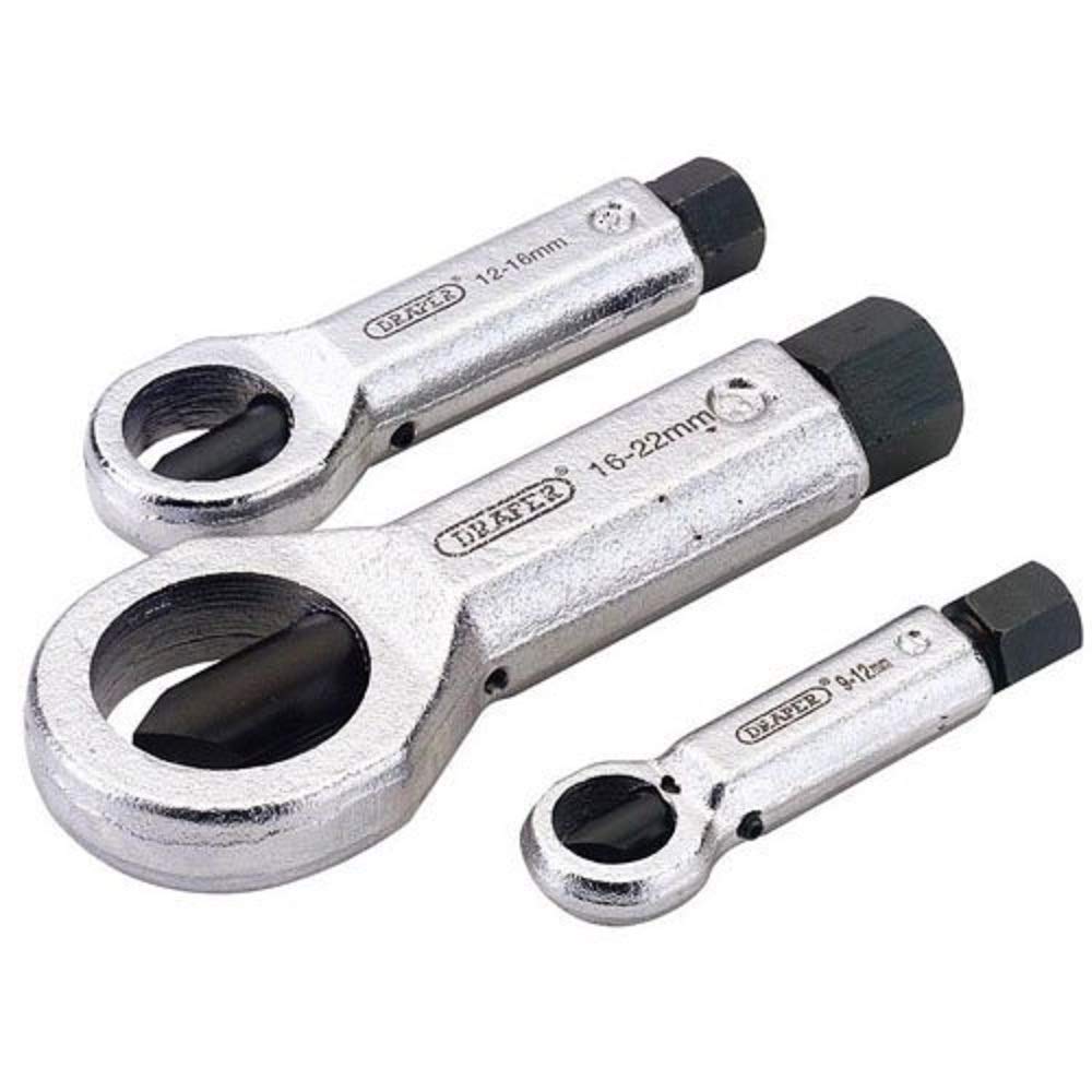 Draper 55108 - Set da 3 pezzi per rimuovere i dadi da 9 a 22 mm