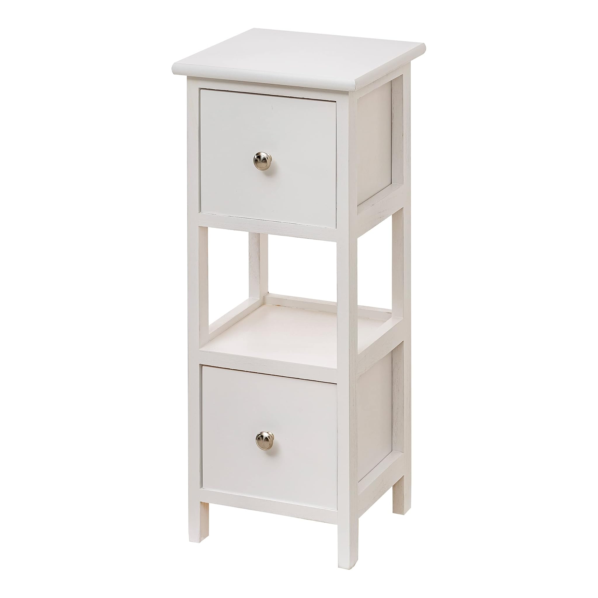 Baroni Home Comodino Multiuso 25x25x61 cm, Bianco
