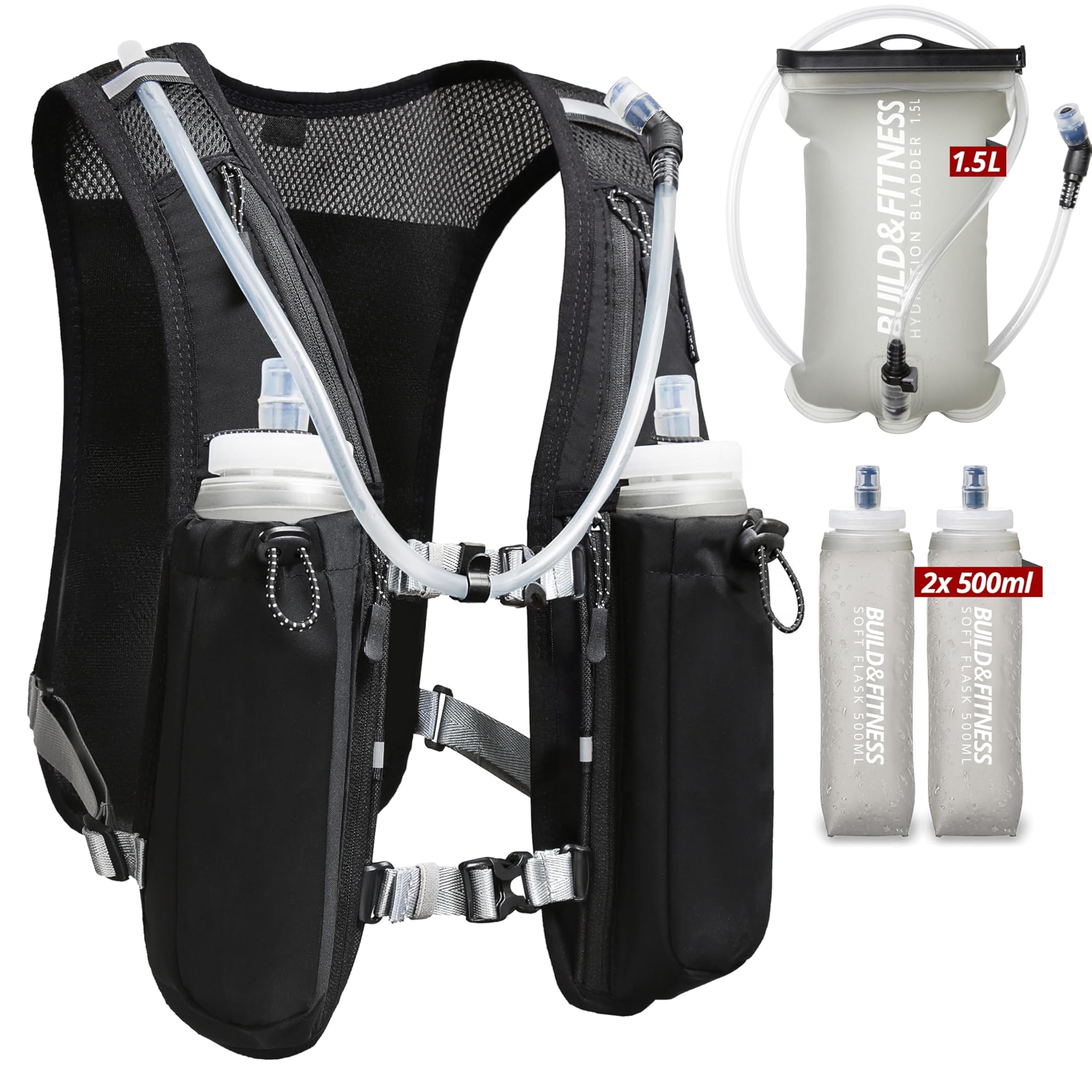 Gilet Idratante da Corsa Riflettente, 7 Tasche