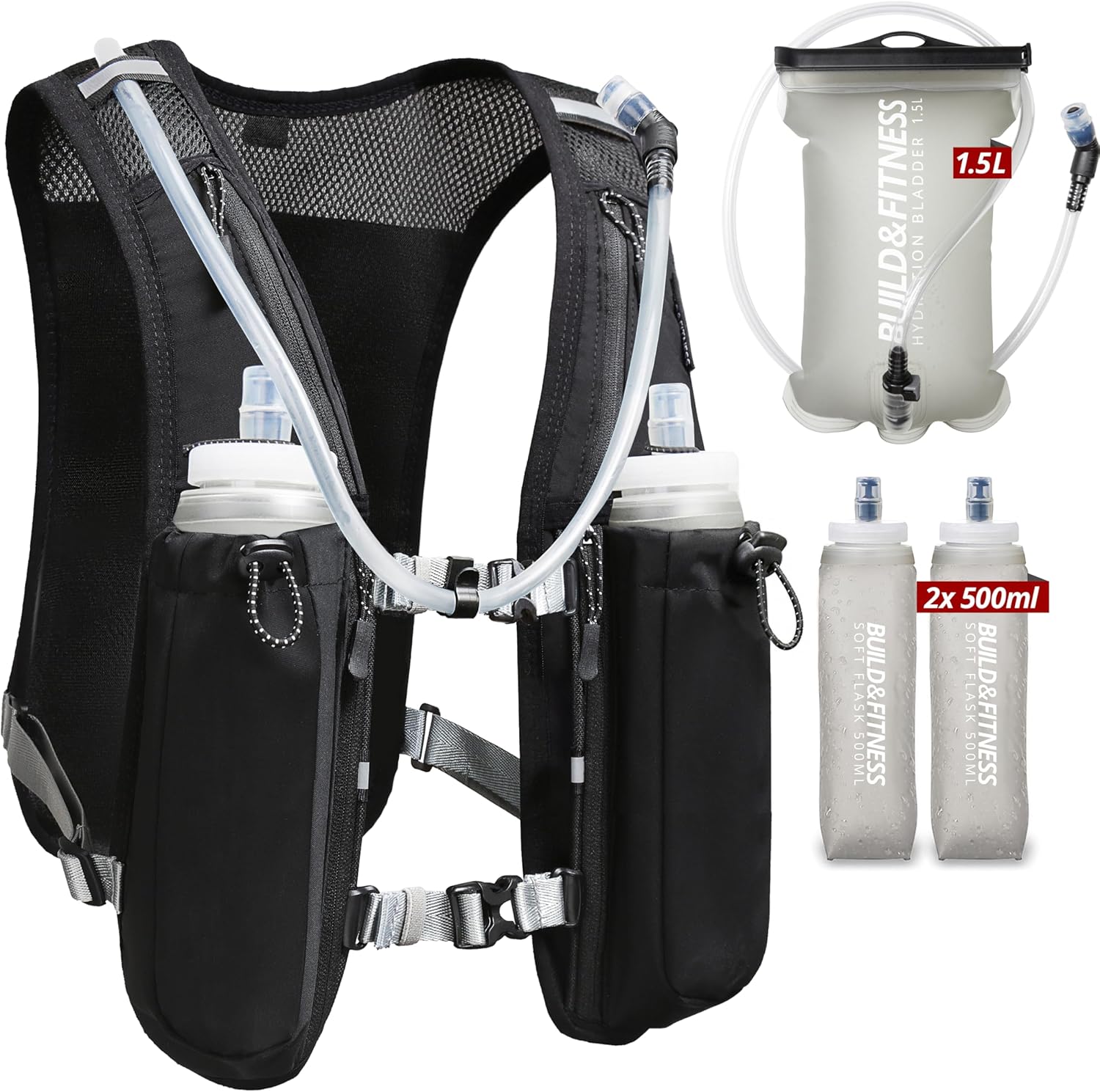 Gilet Idratante da Corsa Riflettente, 7 Tasche - immagine 1