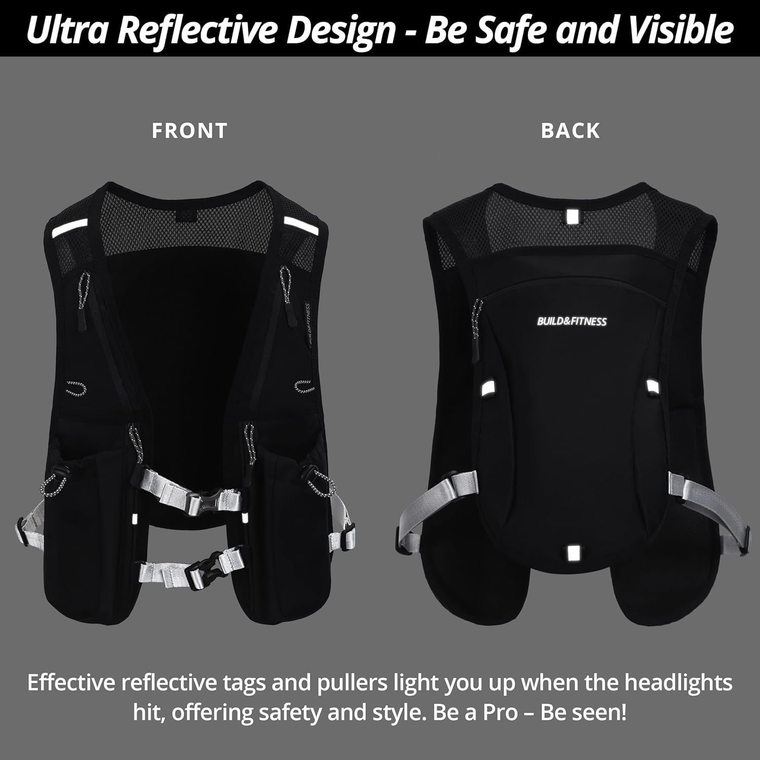 Gilet Idratante da Corsa Riflettente, 7 Tasche - immagine 6