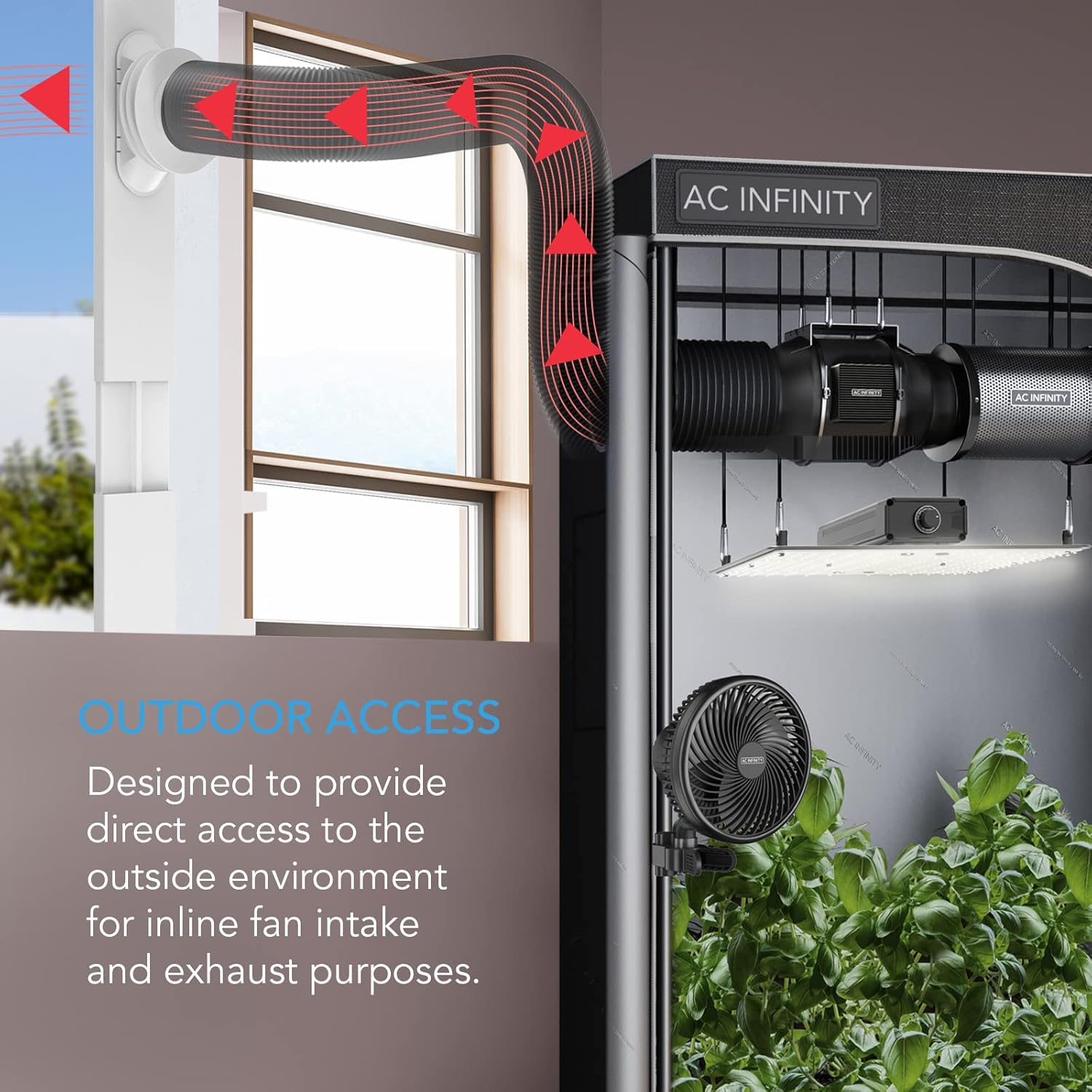 AC Infinity AC-WVK5 Kit Condotto Finestra, Bianco - immagine 2