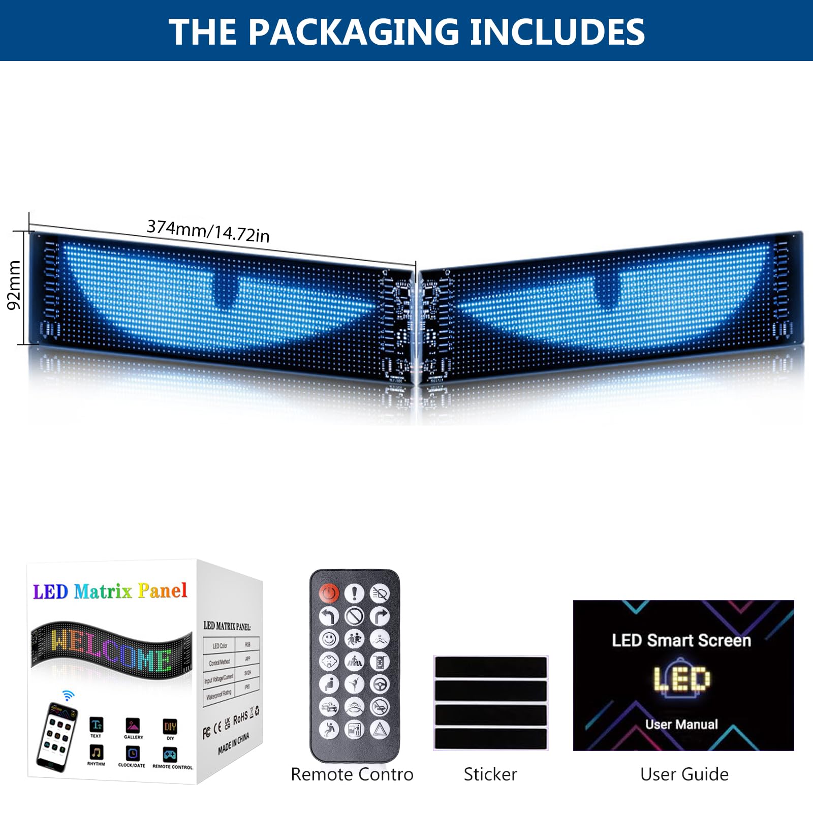 2 Occhi LED per Camion e Auto 374x92mm