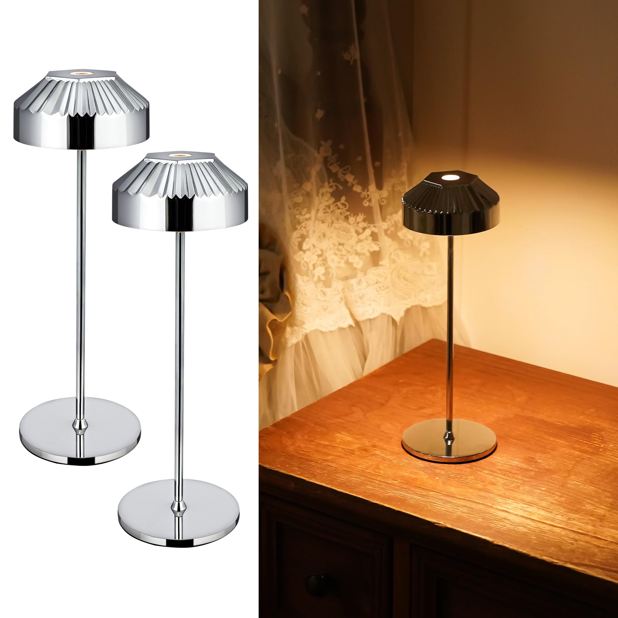 Luminexdesigns Set 2 Lampade da Tavolo LED Wireless Ricaricabili