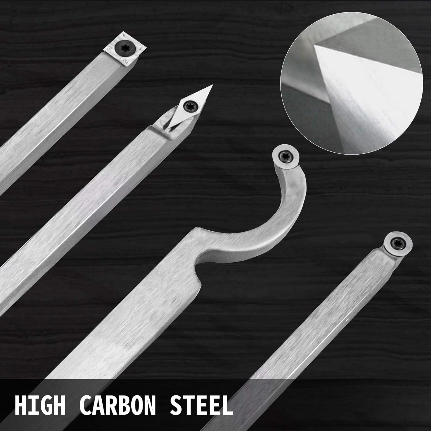 Vevor Utensili per Tornitura Legno e Metallo Duro (4 pz) - immagine 4