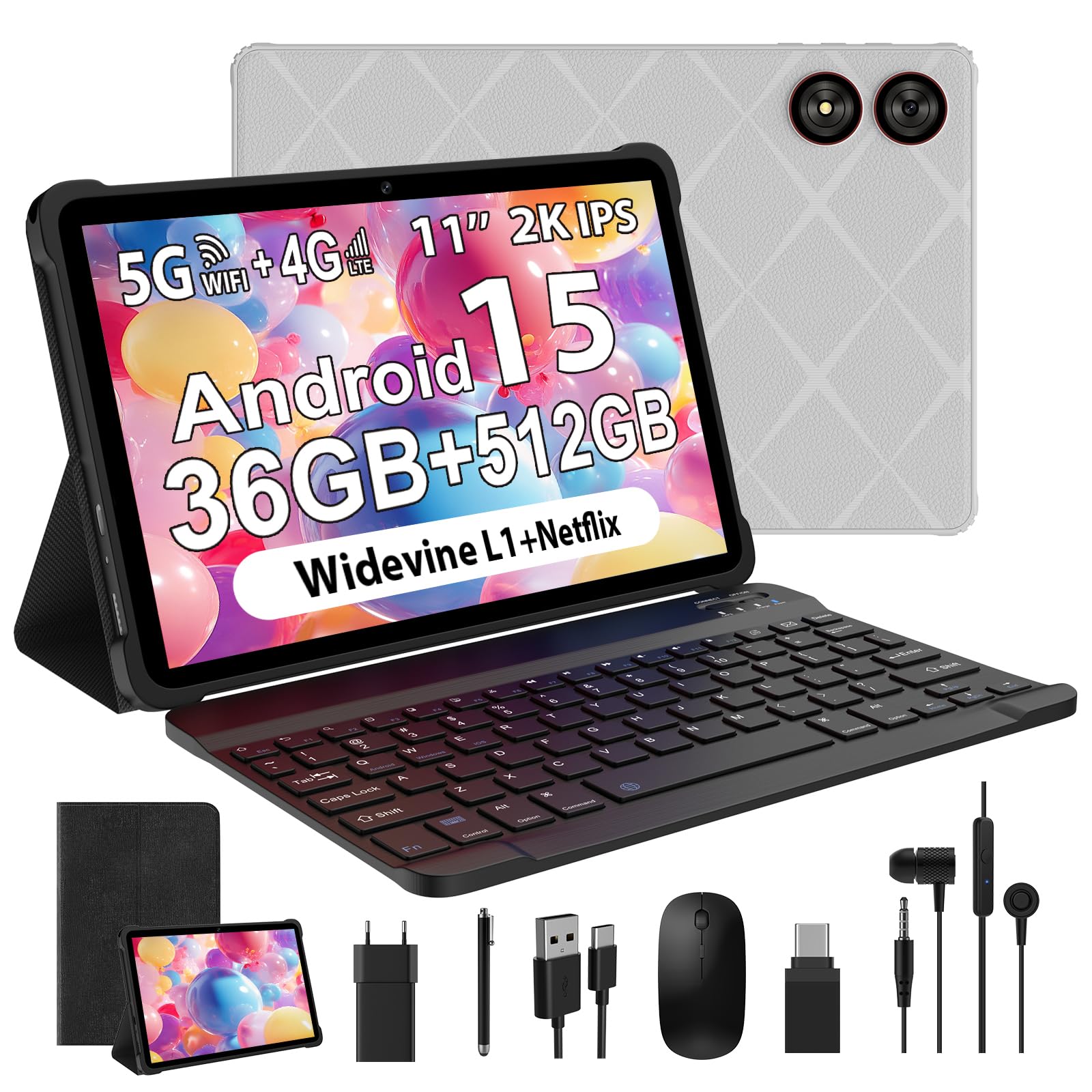 Tablet Android 15 da 11 Pollici Octa-Core, Grigio