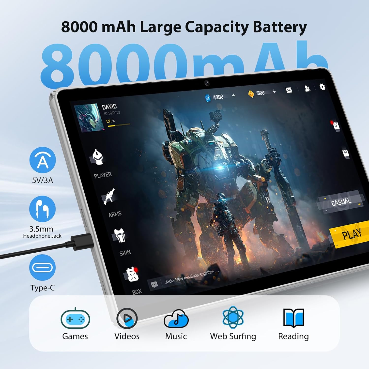 Tablet Android 15 da 11 Pollici Octa-Core, Grigio - immagine 5