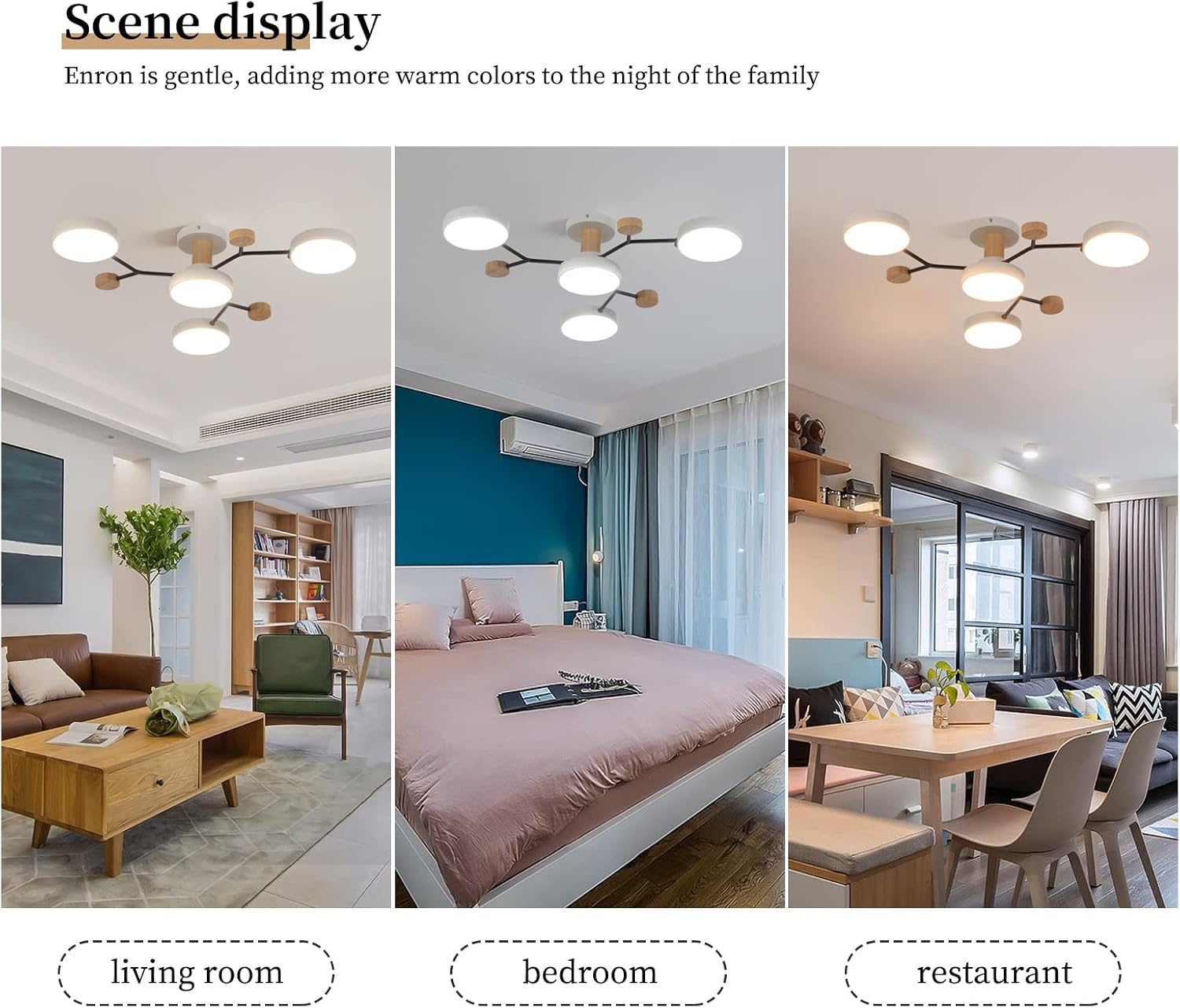 Schindora Lampadario Soffitto LED 4 Teste 36W Ø66cm - immagine 5