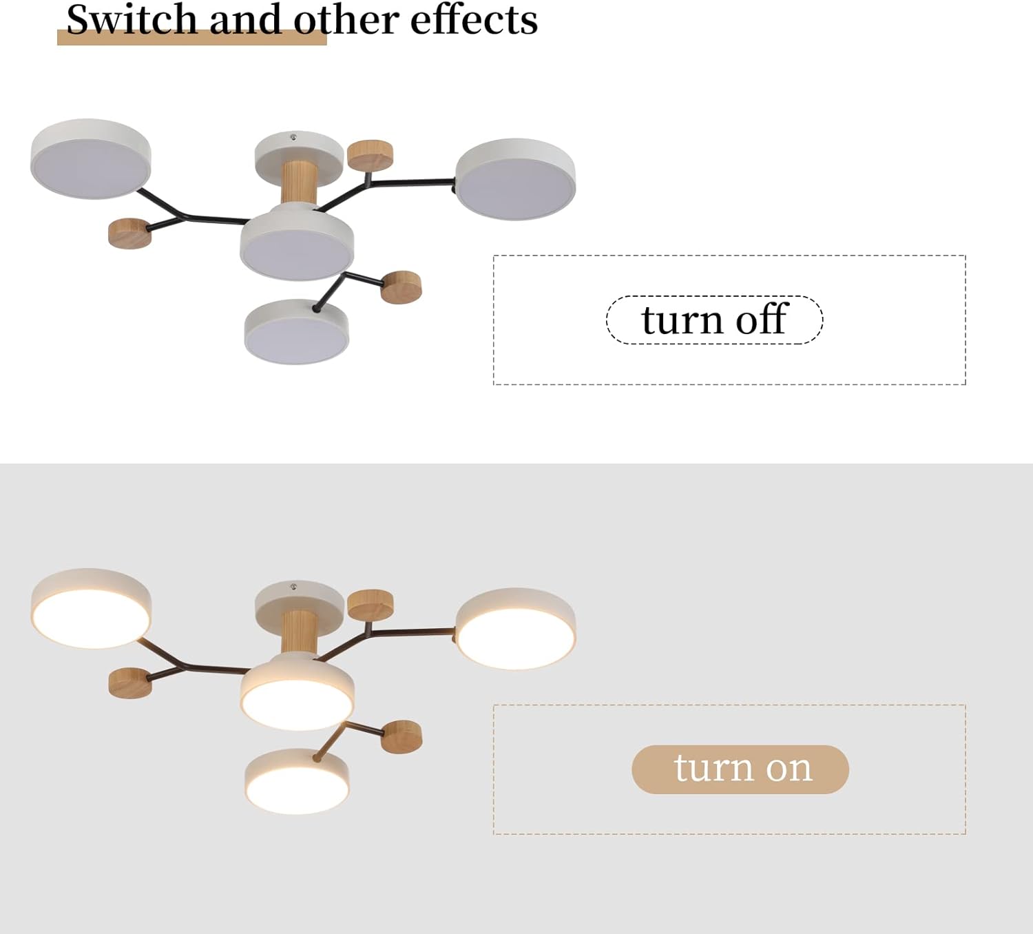 Schindora Lampadario Soffitto LED 4 Teste 36W Ø66cm - immagine 6