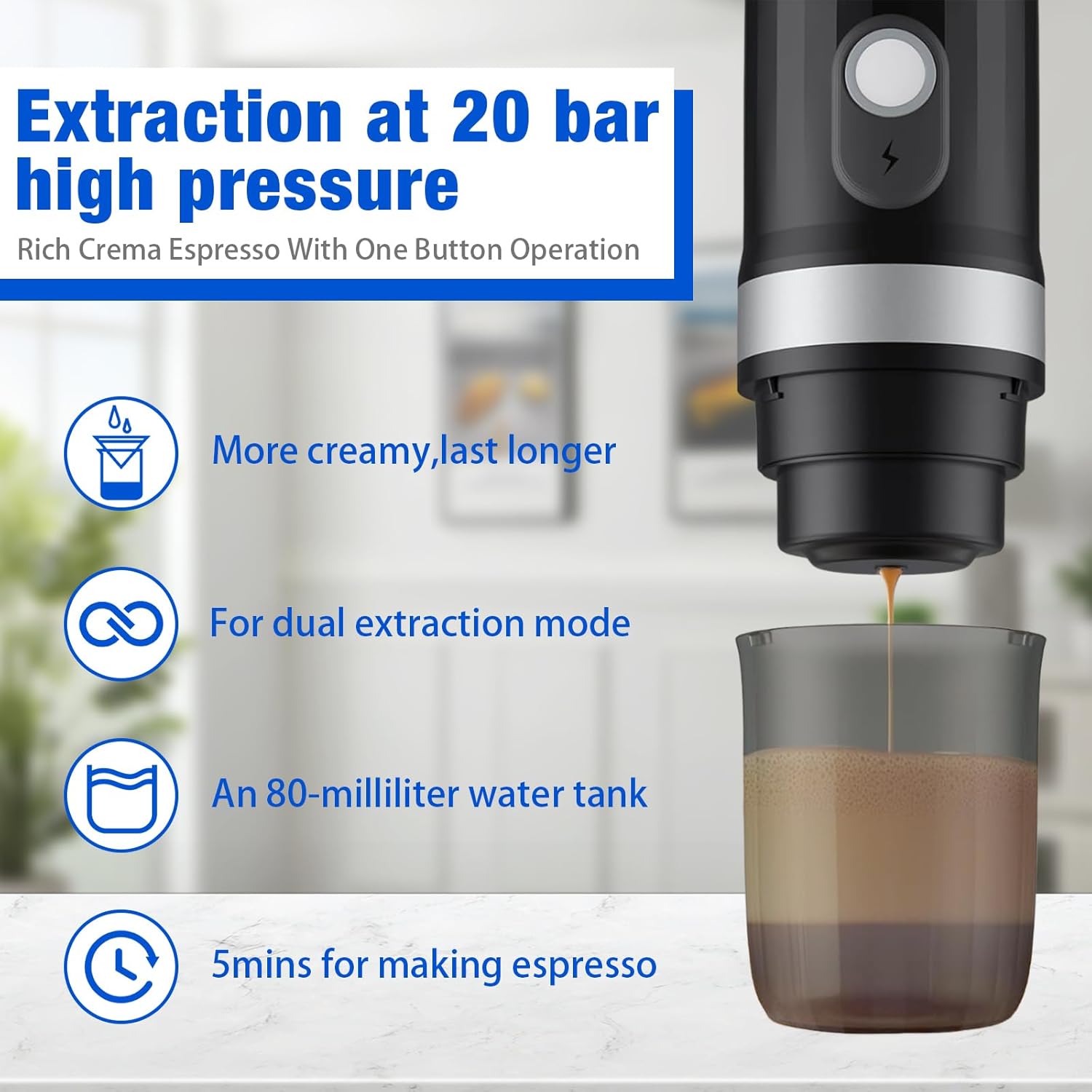 Macchina Caffè Espresso Portatile 20 Bar 80ml - immagine 4