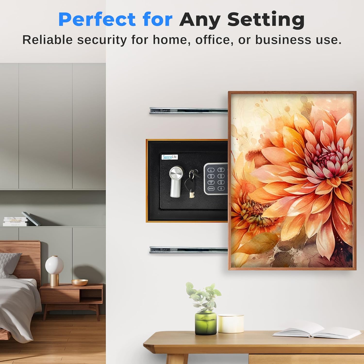 Serenelife Cassaforte Piccola in Acciaio 23x17x17cm, Nera - immagine 4