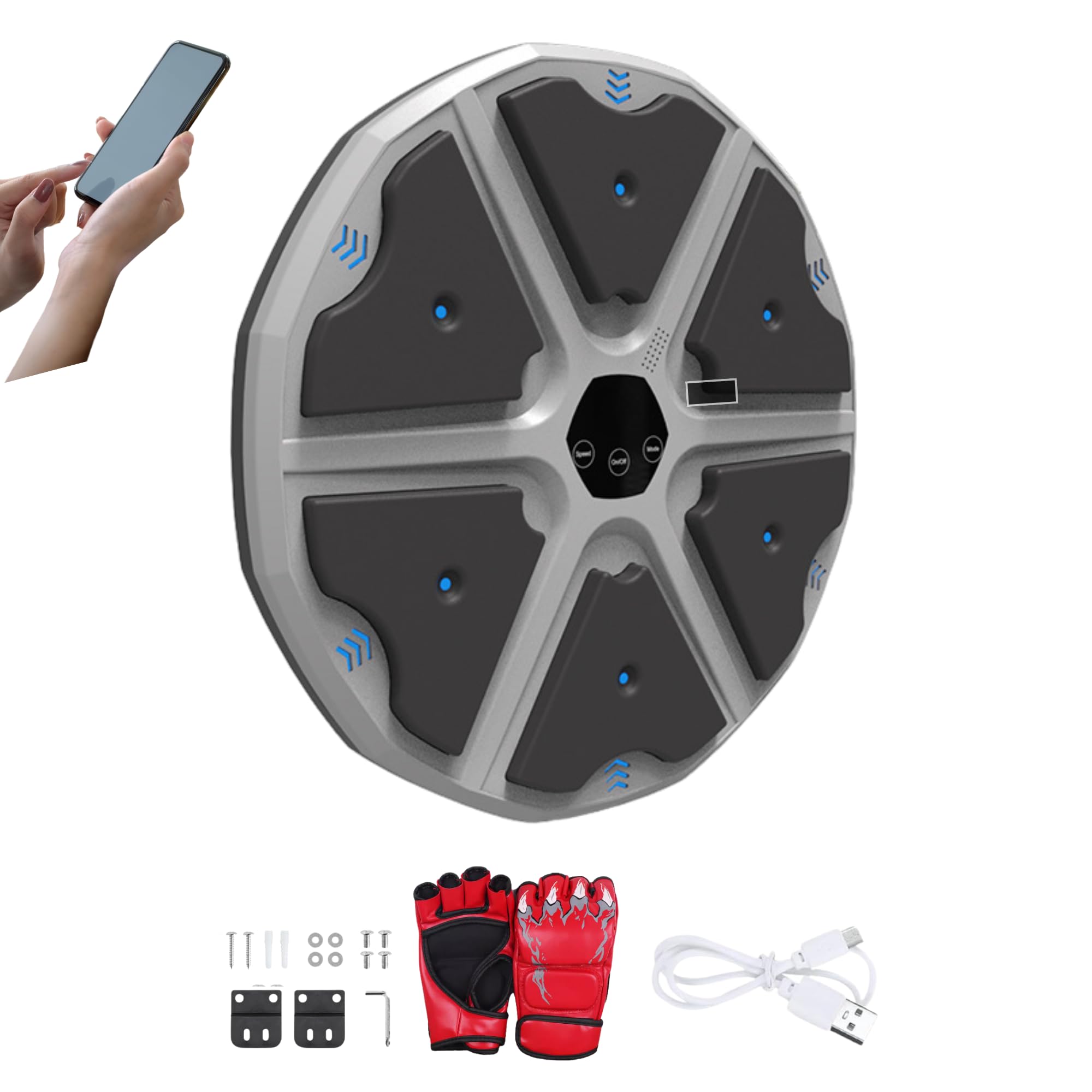 Macchina da Boxe Musicale con LED e Bluetooth 43x43 cm