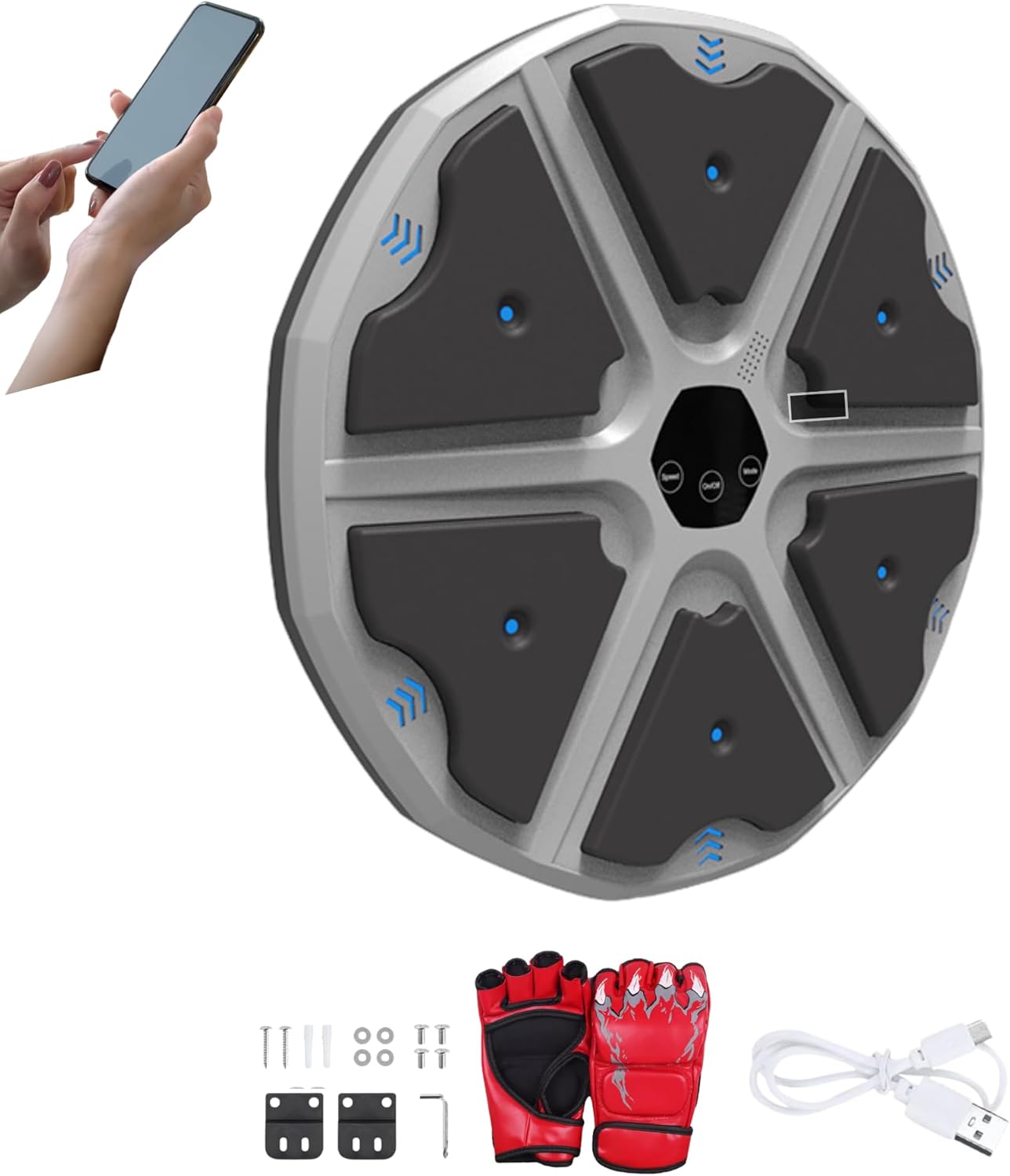 Macchina da Boxe Musicale con LED e Bluetooth 43x43 cm - immagine 1