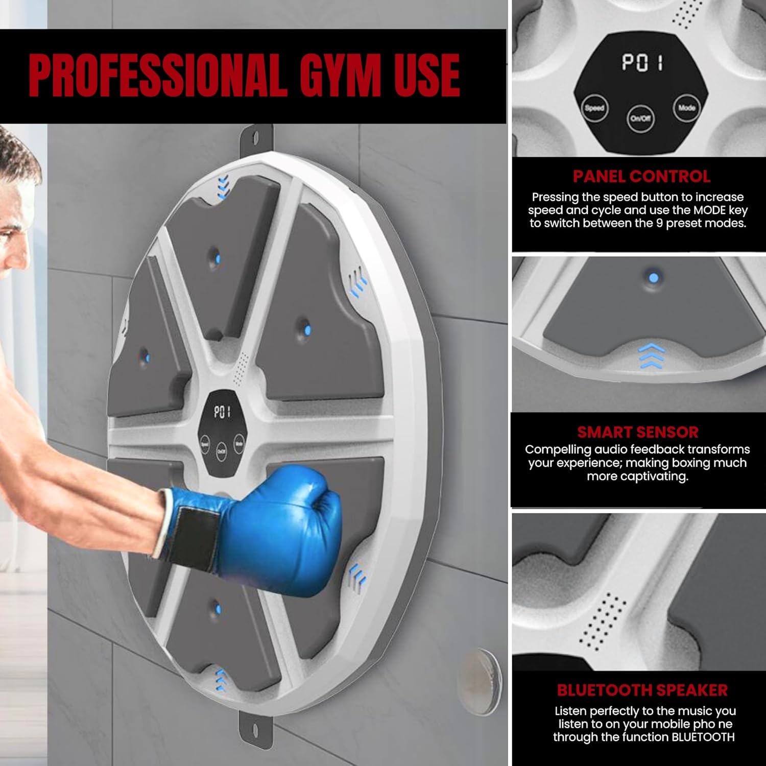 Macchina da Boxe Musicale con LED e Bluetooth 43x43 cm - immagine 4