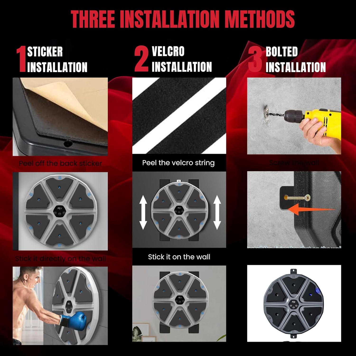 Macchina da Boxe Musicale con LED e Bluetooth 43x43 cm - immagine 6