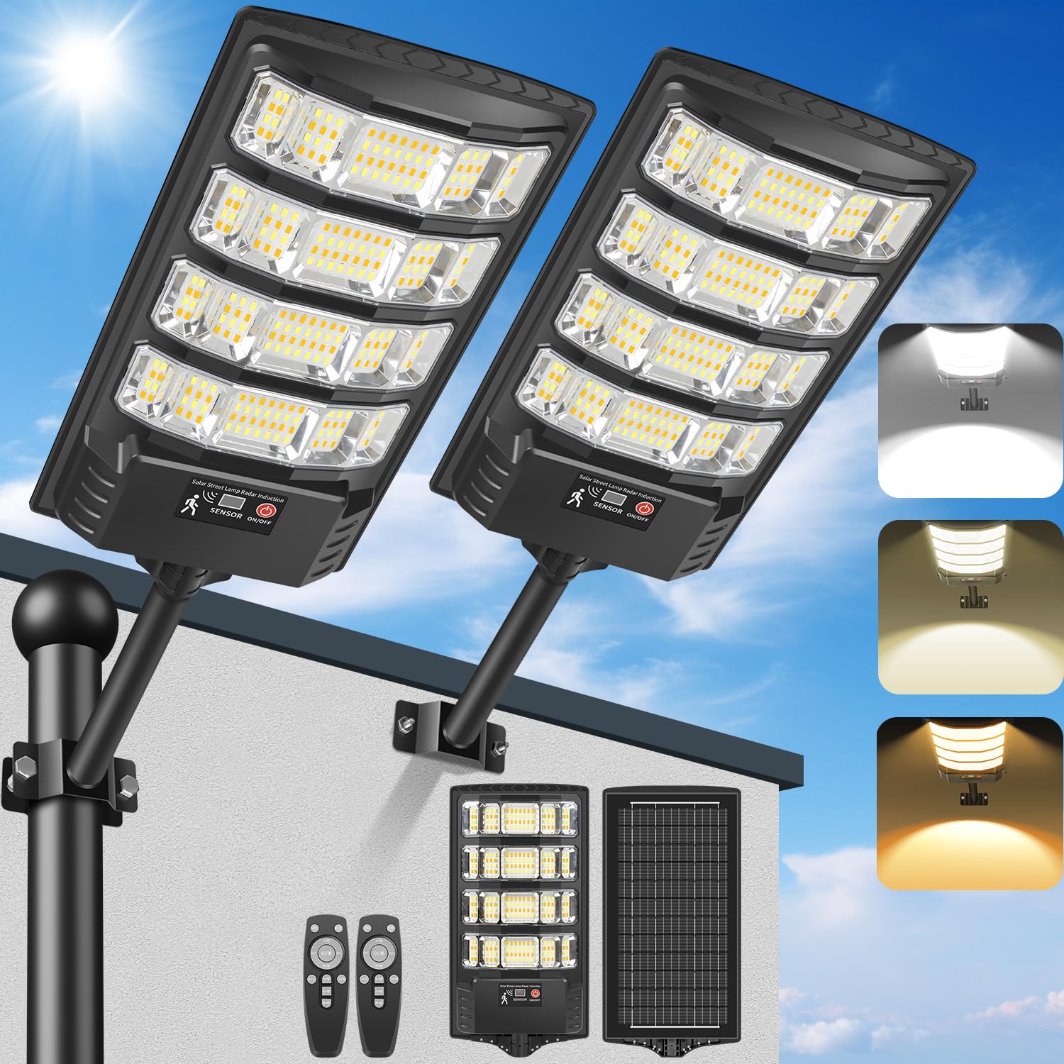 Lampione Solare Led Esterno 6000K/3000K (x2)