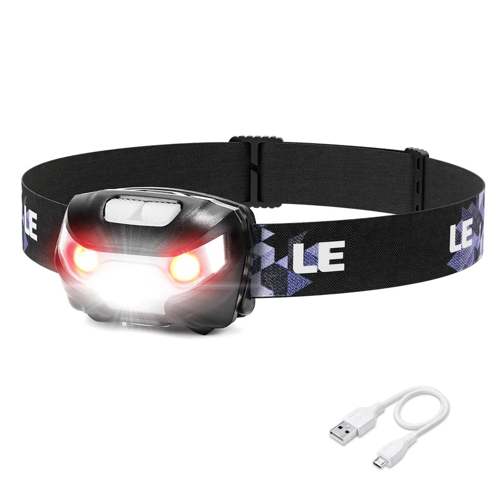 LE Torcia Frontale LED USB Ricaricabile IPX4