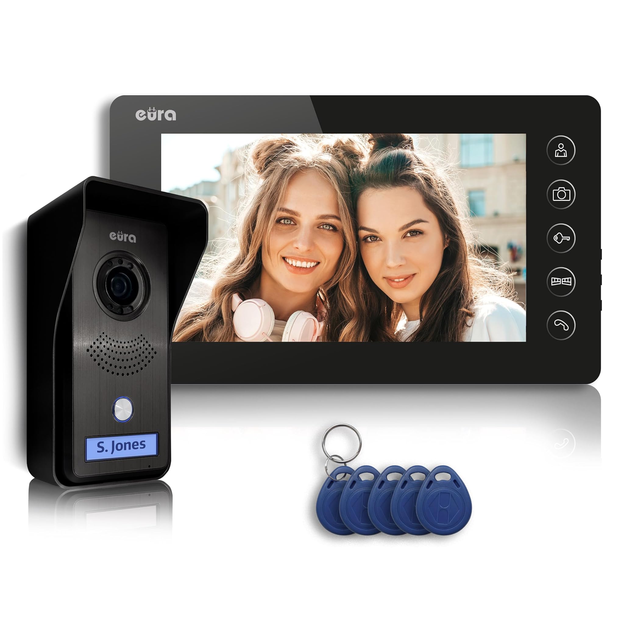 EURA VDP-76A3 Alpha - Videocitofono 4 Fili 7 Pollici, Nero