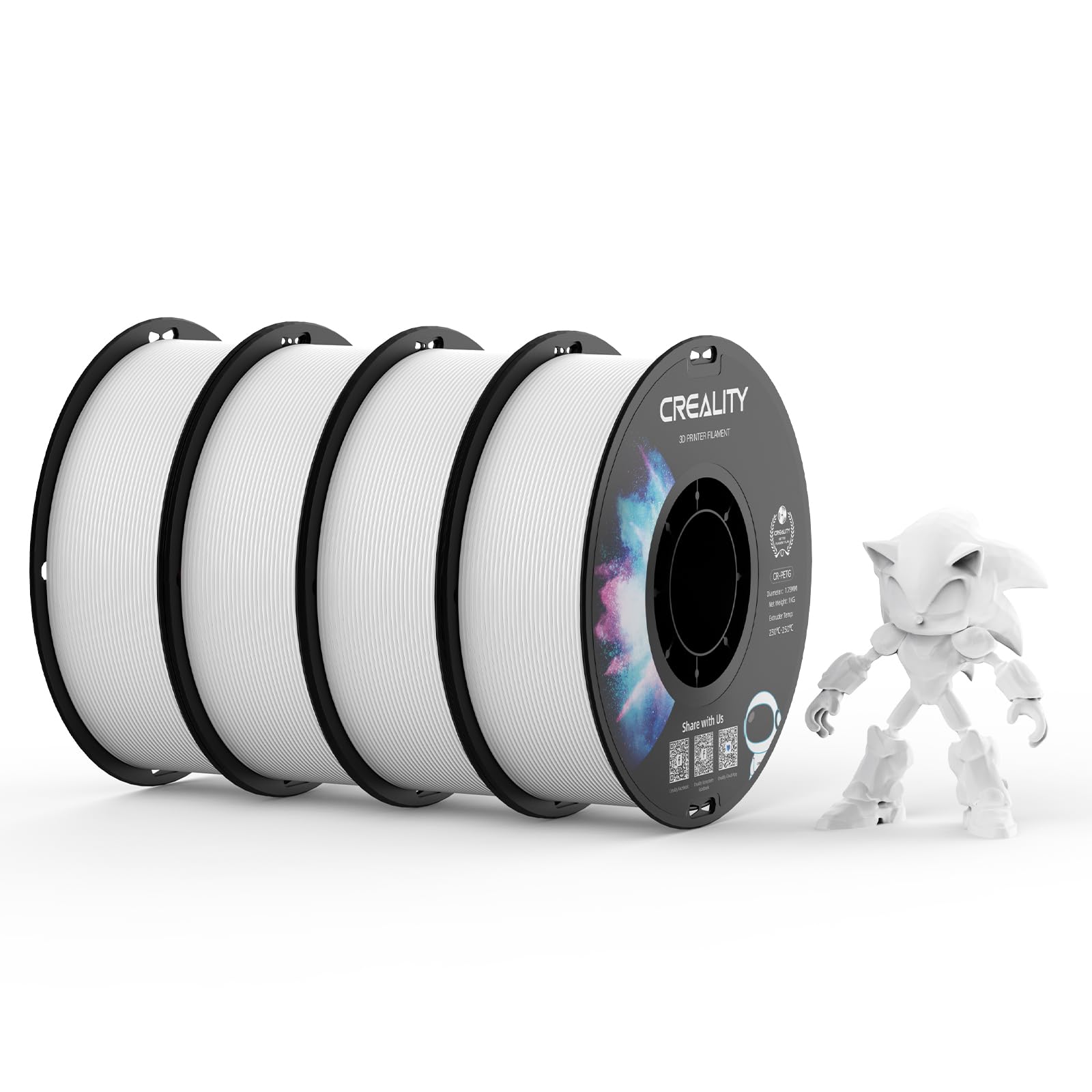 Creality PETG Filamento 1.75mm per Stampante 3D 4kg, Bianco