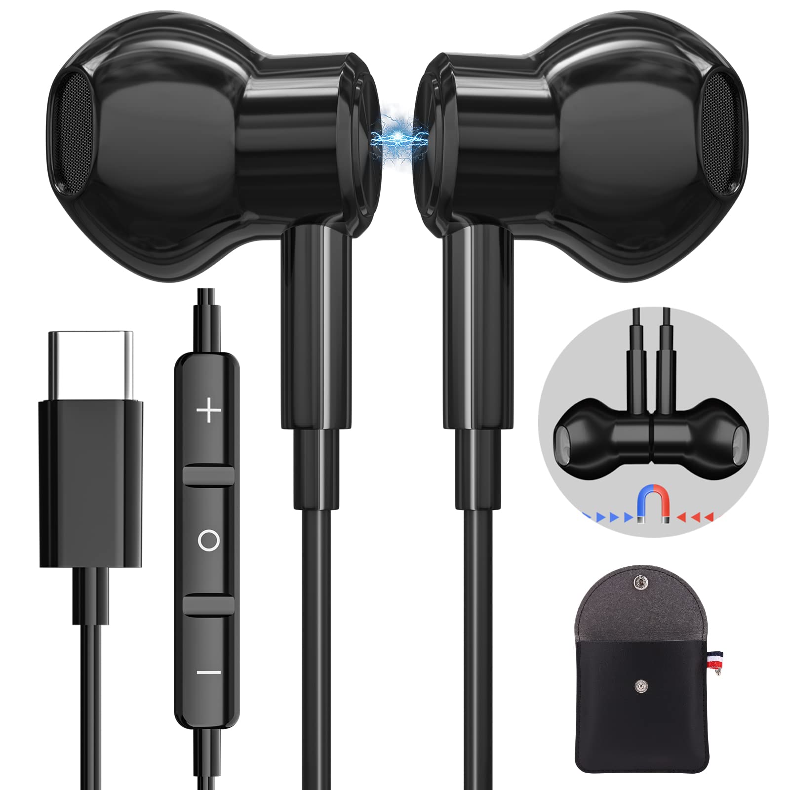 Cuffie USB C In-Ear Hi-Fi Stereo Bass con Filo
