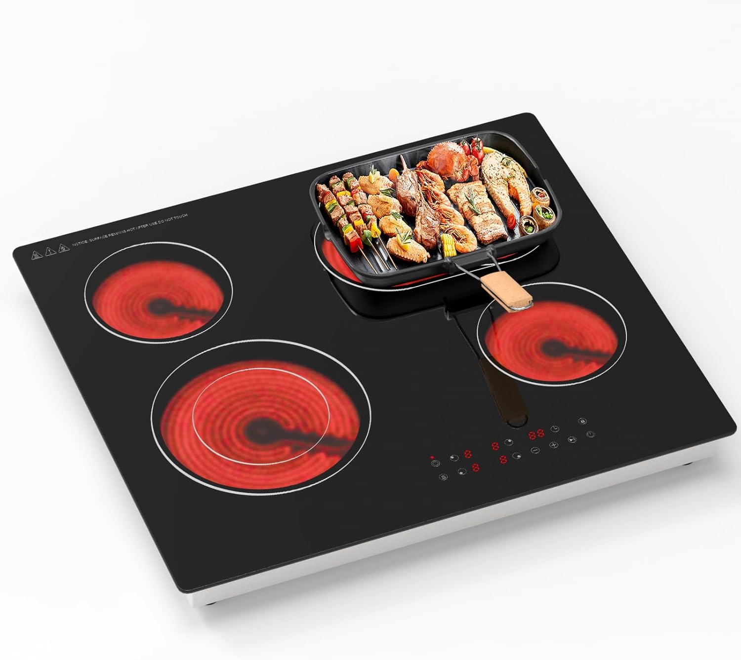 Gveyajo Piano Cottura Vetroceramica 60cm 4 Zone, Nero