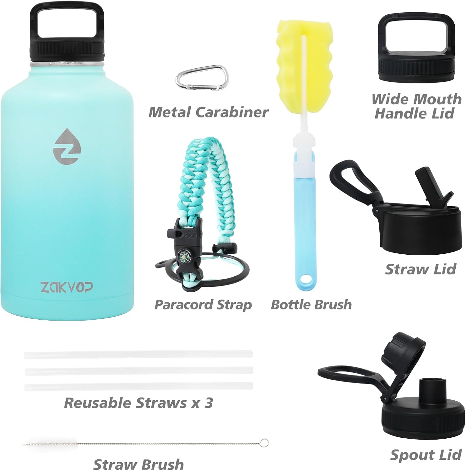 Borraccia Termica 2 Litri Acciaio Inox con Cannucce - immagine 5