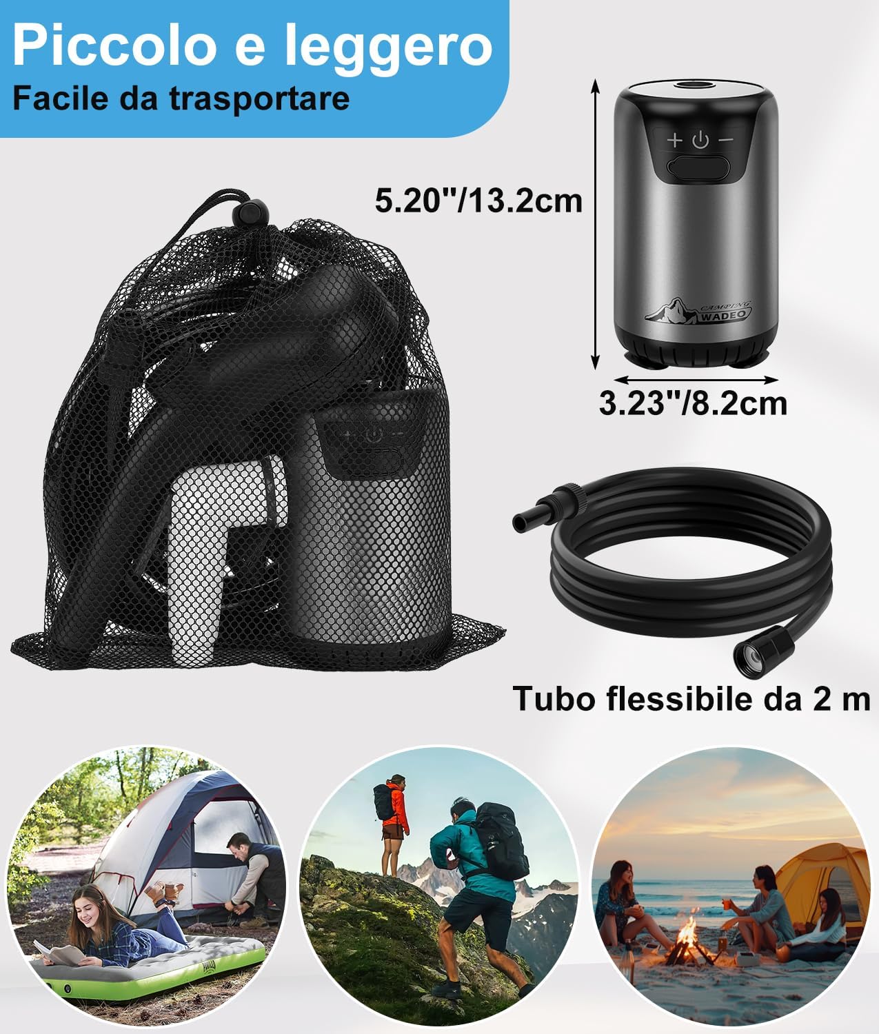 WADEO Doccia da Campeggio 6000 mAh con Display Digitale - immagine 6