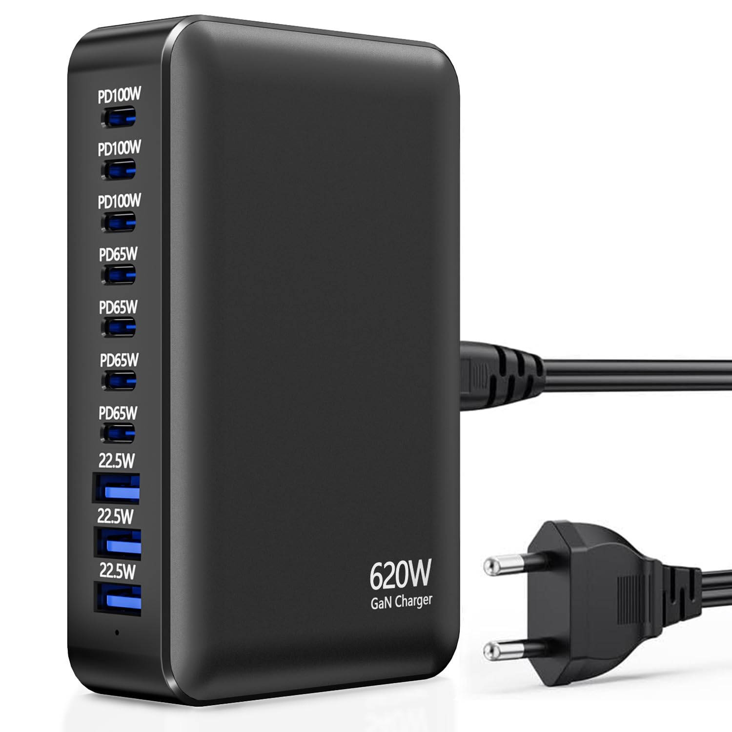 Caricatore USB C da 620W, caricatore USB Gan 10 porte, Laptop Stazione di ricarica rapida, alimentatore PD, compatibile con iPhone/Samsung/Google/Laptop/MacBook Pro/MacBook Air.