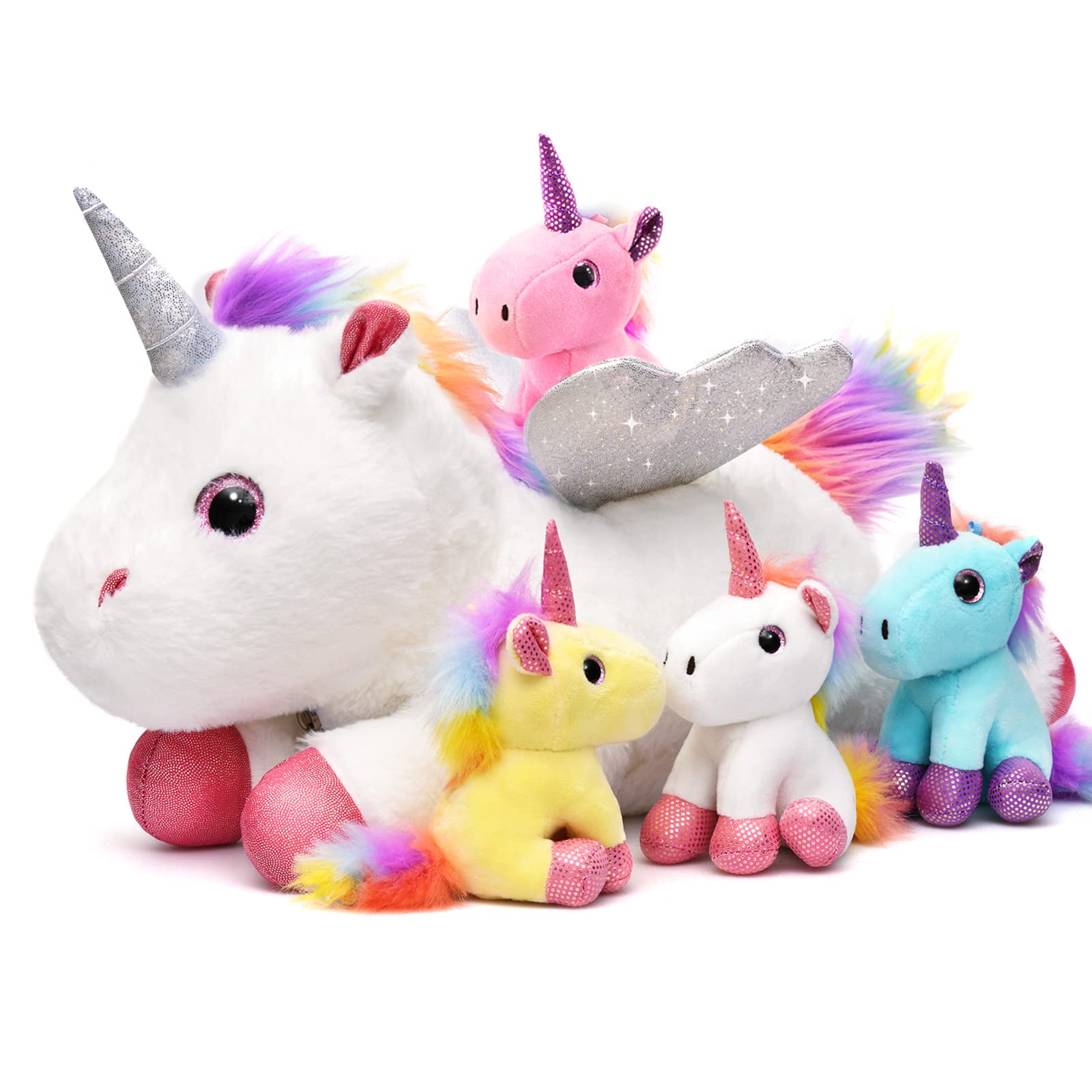 Tacobear Unicorno Peluche Gigante Mamma con 4 Bambini
