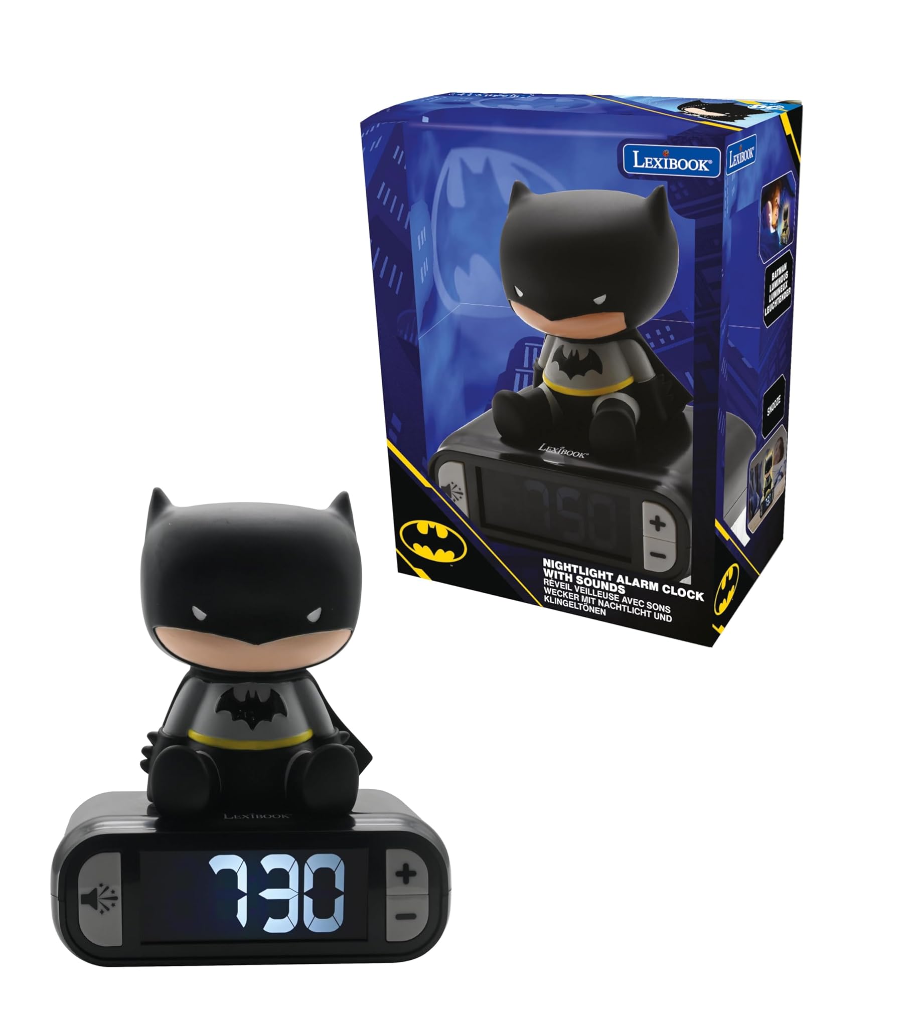 Lexibook - Sveglia Digitale Batman con Luce Notturna Snooze, Orologio, Batman Luminoso, Colore Nero - RL800BATLXB