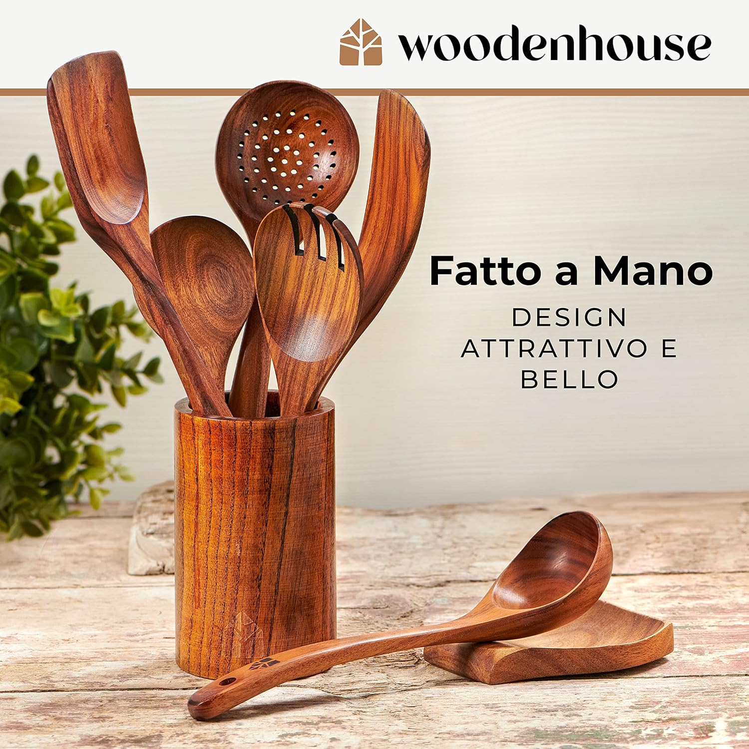 Set Mestoli in Legno per Cucina - 13 Pezzi - immagine 5