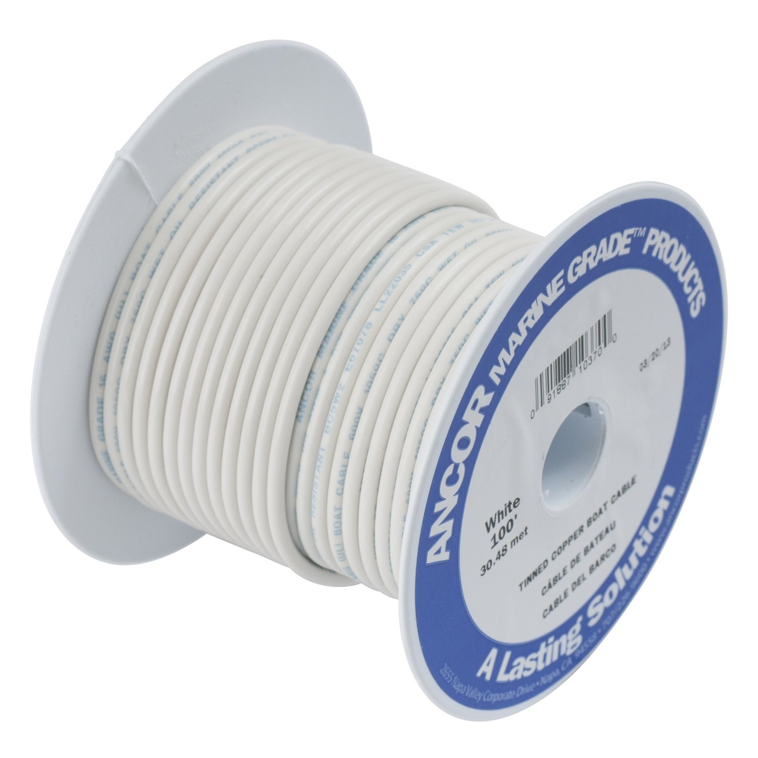 Ancor TINNED Copper Wire 6AWG (13MM²) White 100FT