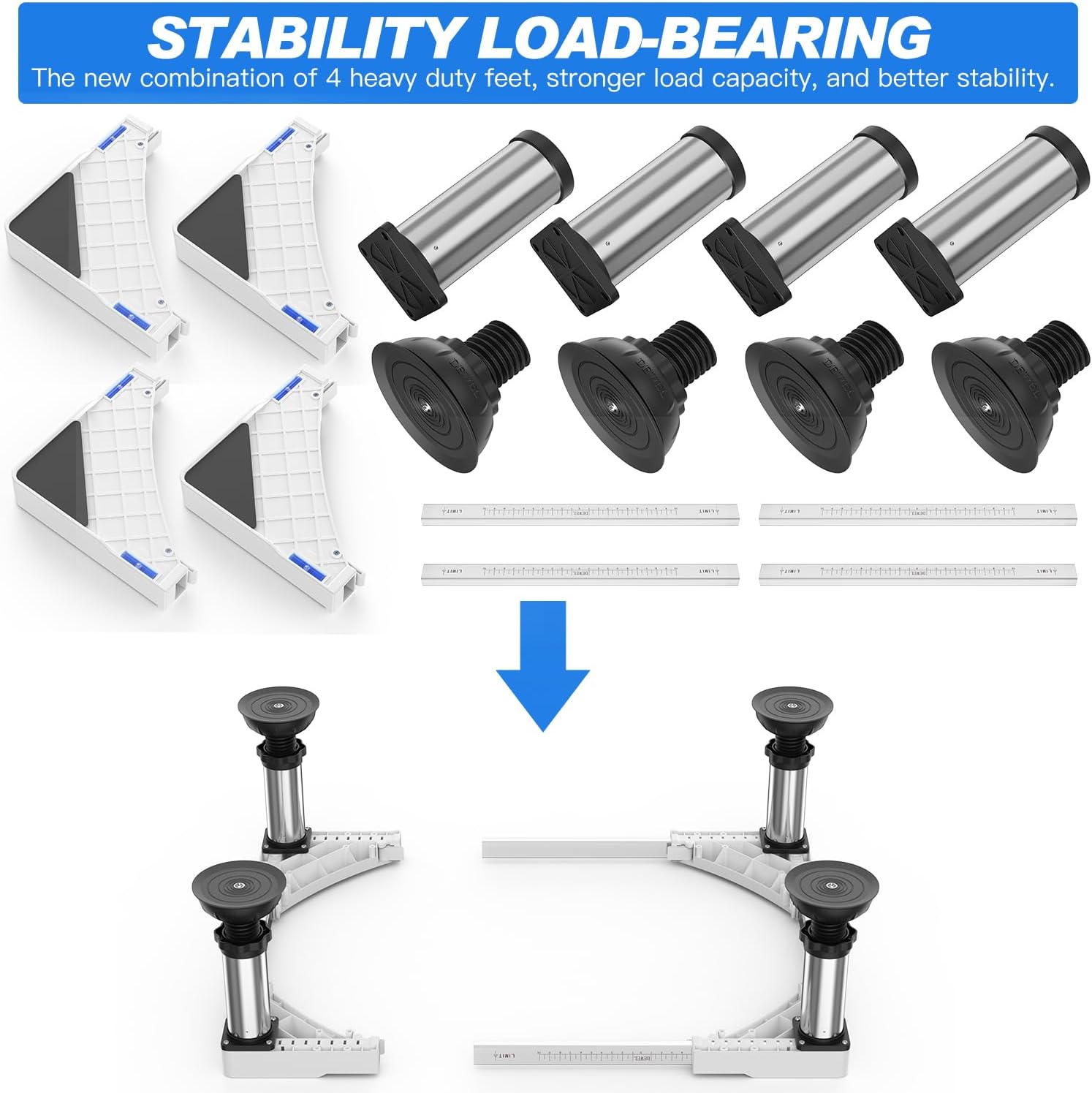 Dewel Base per Lavatrice Regolabile 300kg, Bianco - immagine 6