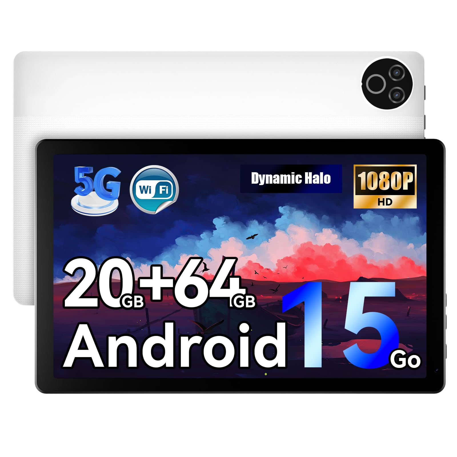 Tablet Android 15 10 Pollici 20GB RAM 64GB ROM, Bianco