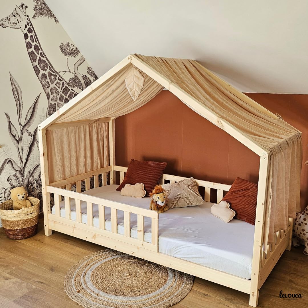 Tenda Letto Montessori 100x350 cm Cotone Bio Beige