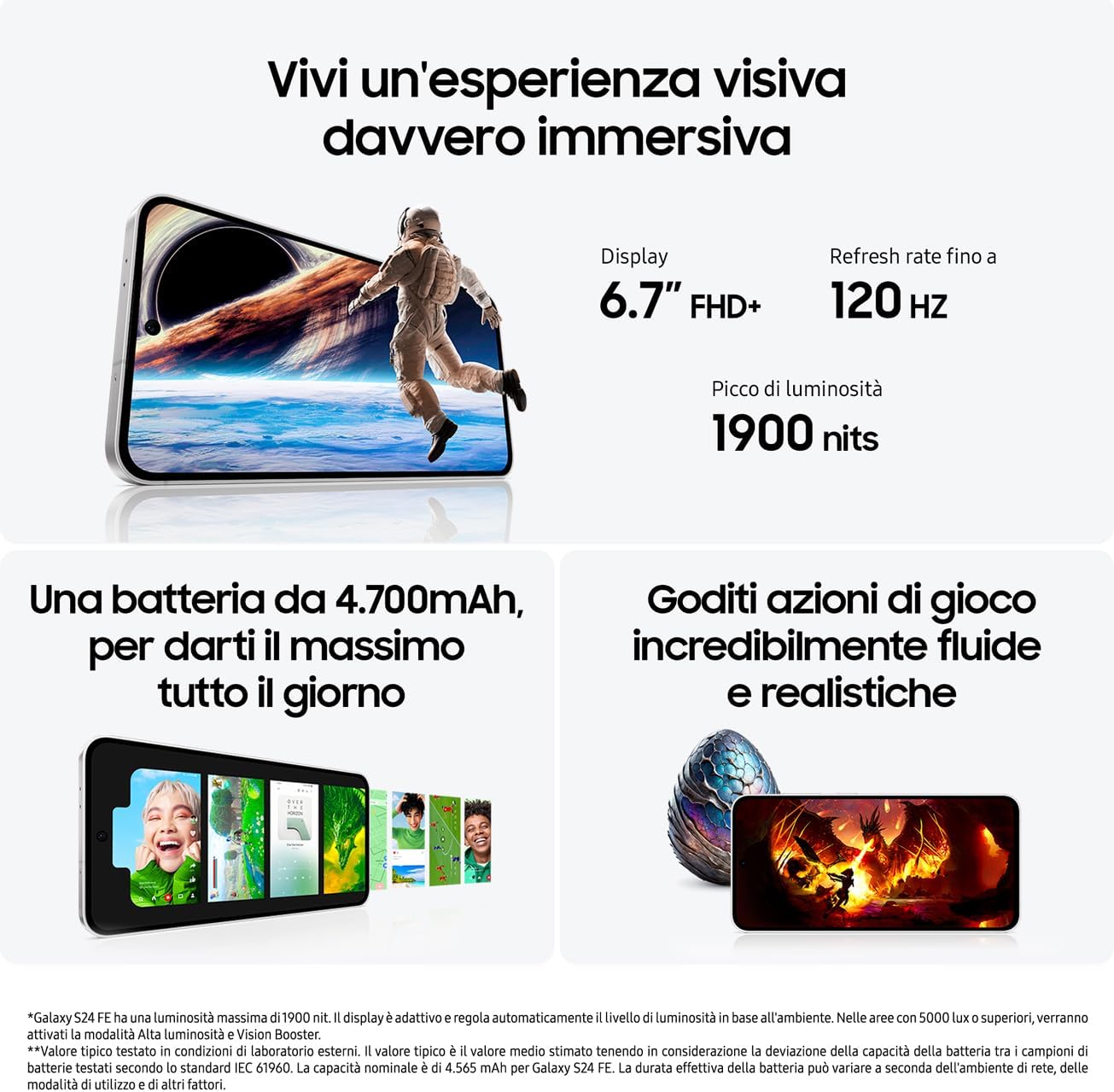 Samsung Galaxy S24 FE Smartphone AI, Caricatore Incluso, Display ...