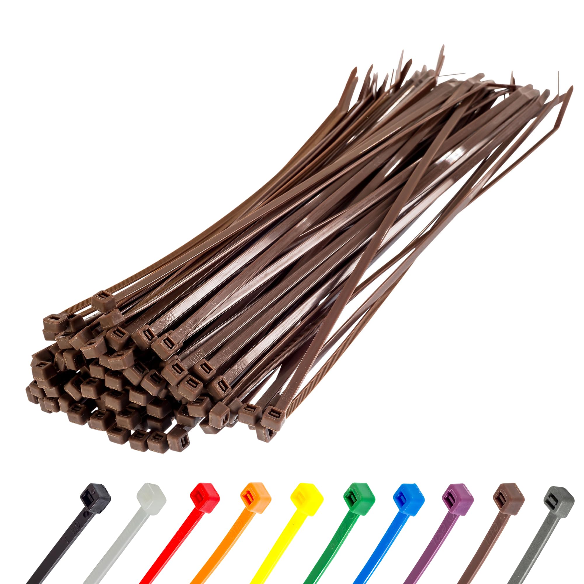 Gocableties Fascette Plastica Marroni 300mm x 4,8mm