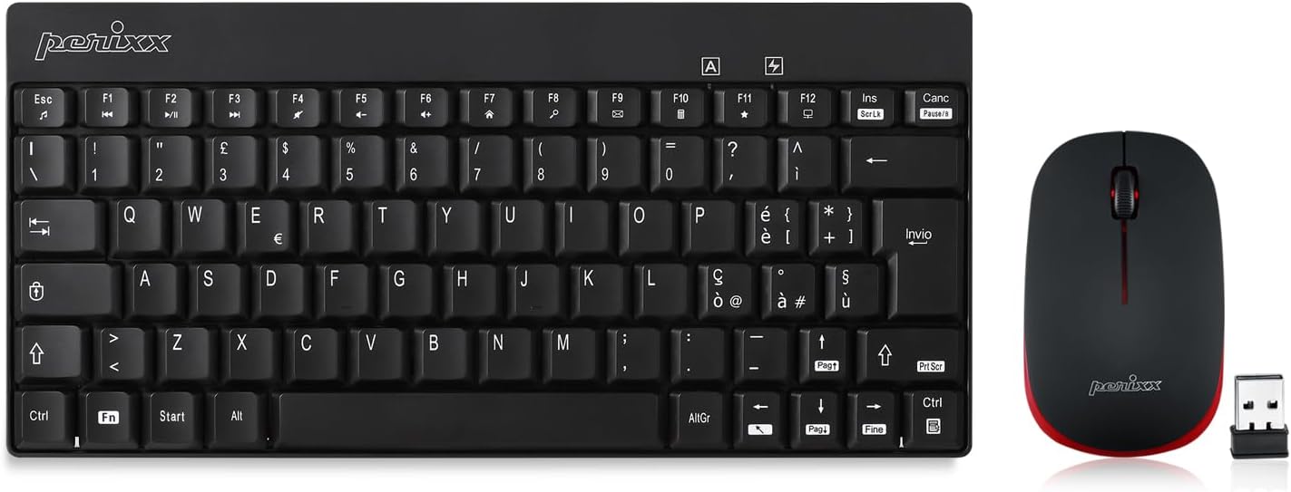Perixx PERIDUO-712 Set Tastiera e Mouse Wireless 2.4G, Nero - immagine 1