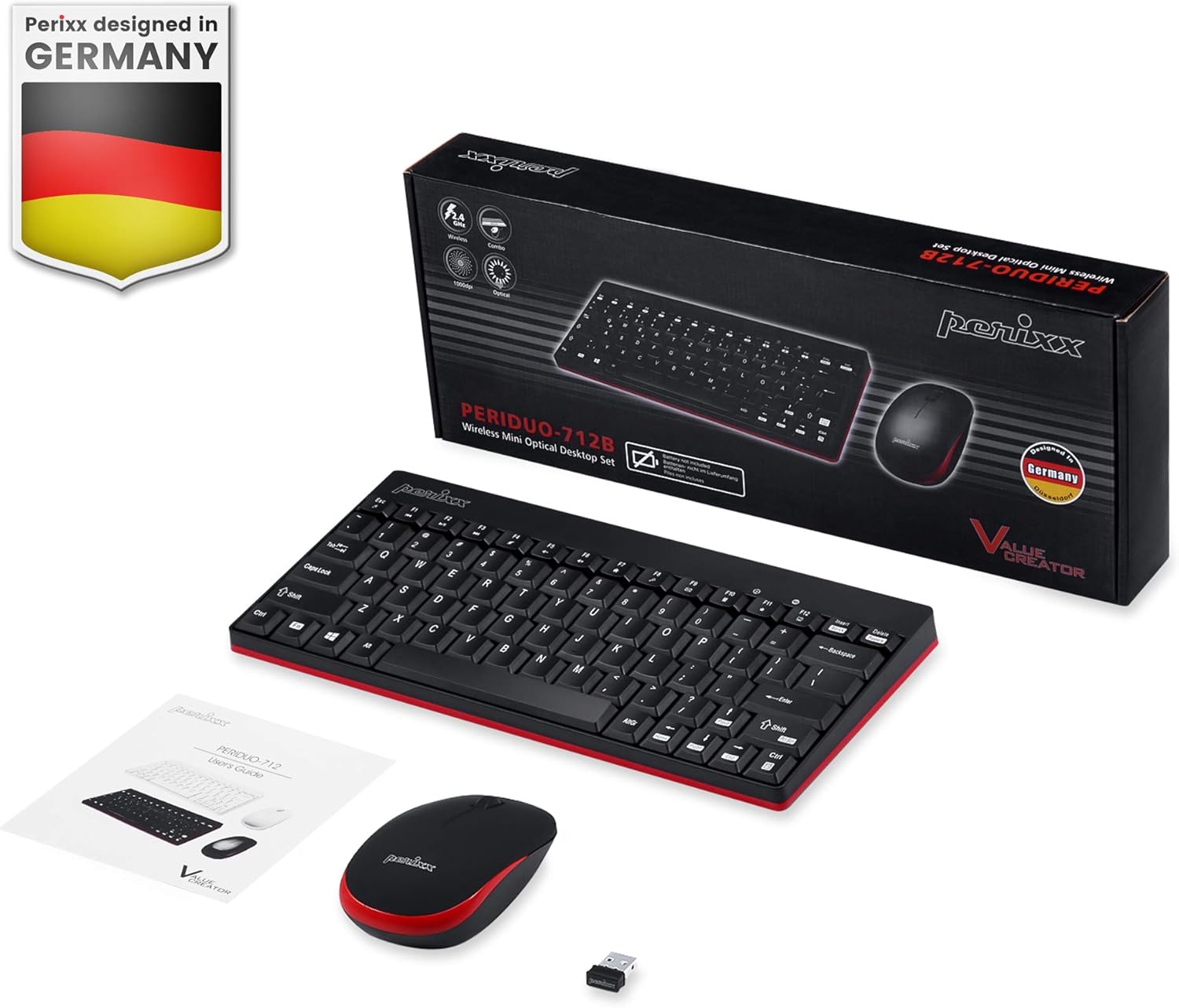 Perixx PERIDUO-712 Set Tastiera e Mouse Wireless 2.4G, Nero - immagine 6