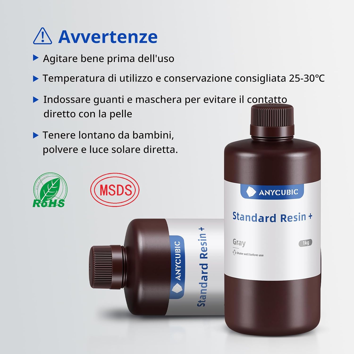 ANYCUBIC Resina Standard Plus 2kg per Stampante 3D, Grigio - immagine 6