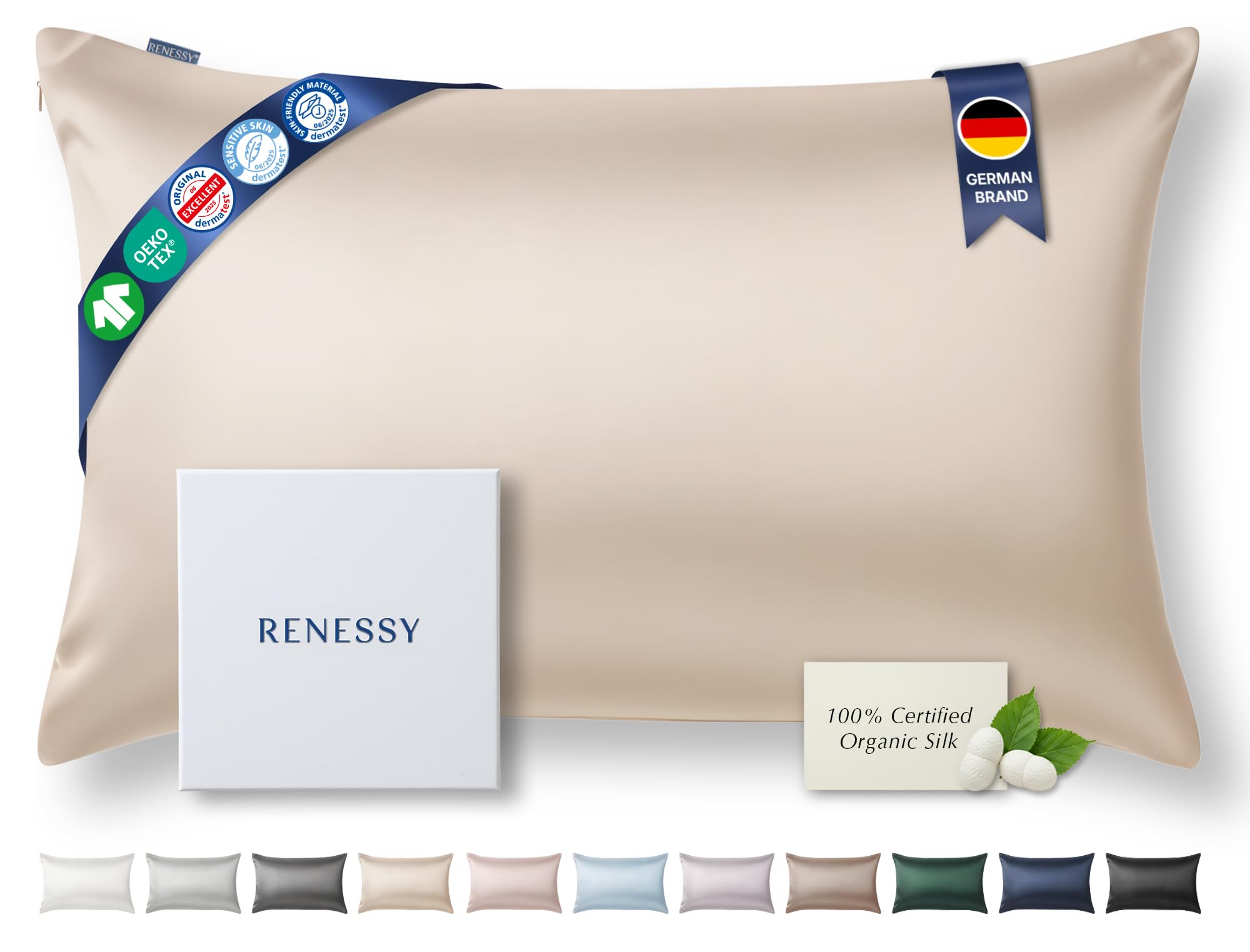 Federa in Seta 100% Bio 50x90cm, Champagne