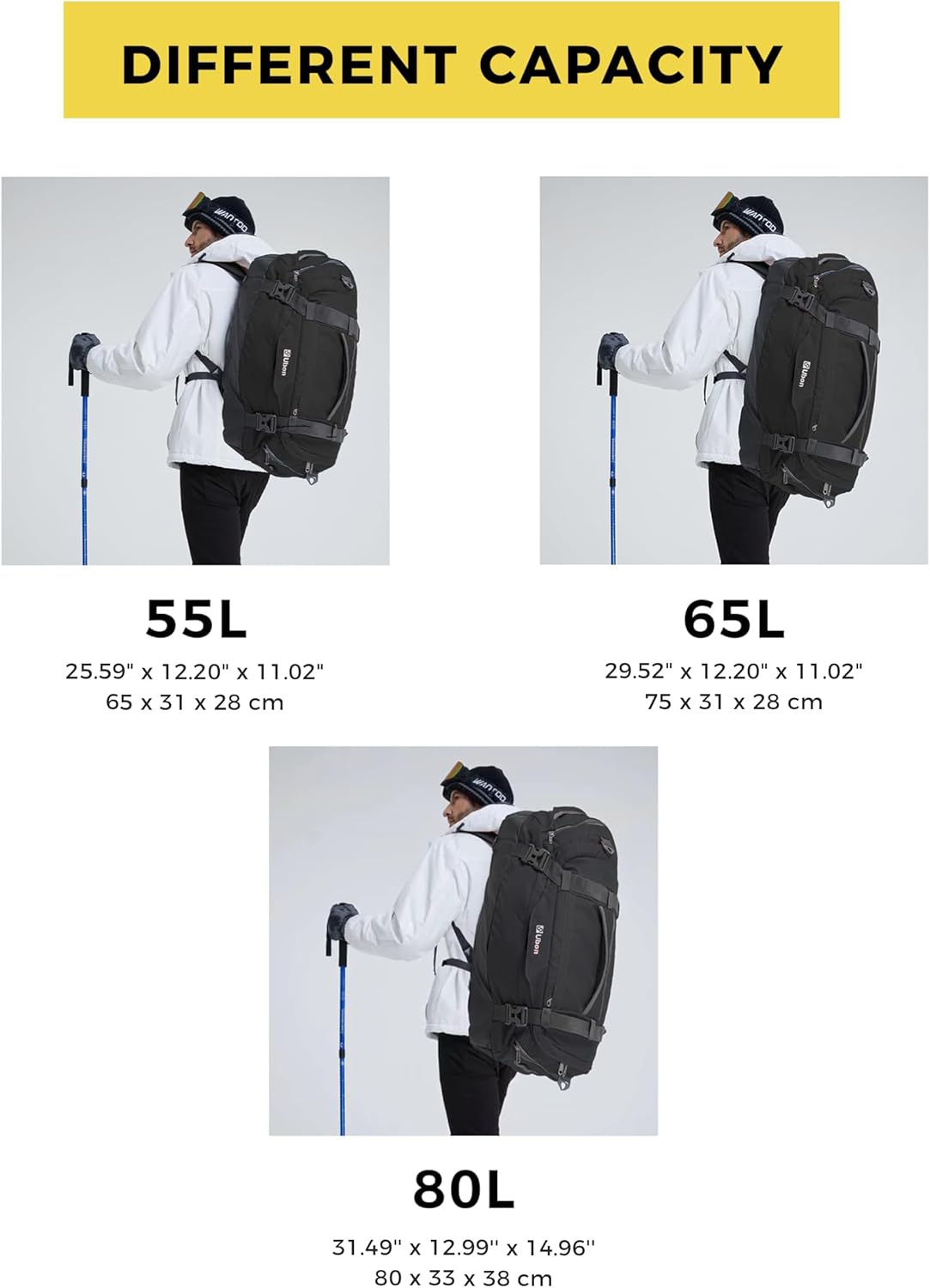 Ubon Borsone da Viaggio Grande 65L Nero - immagine 2