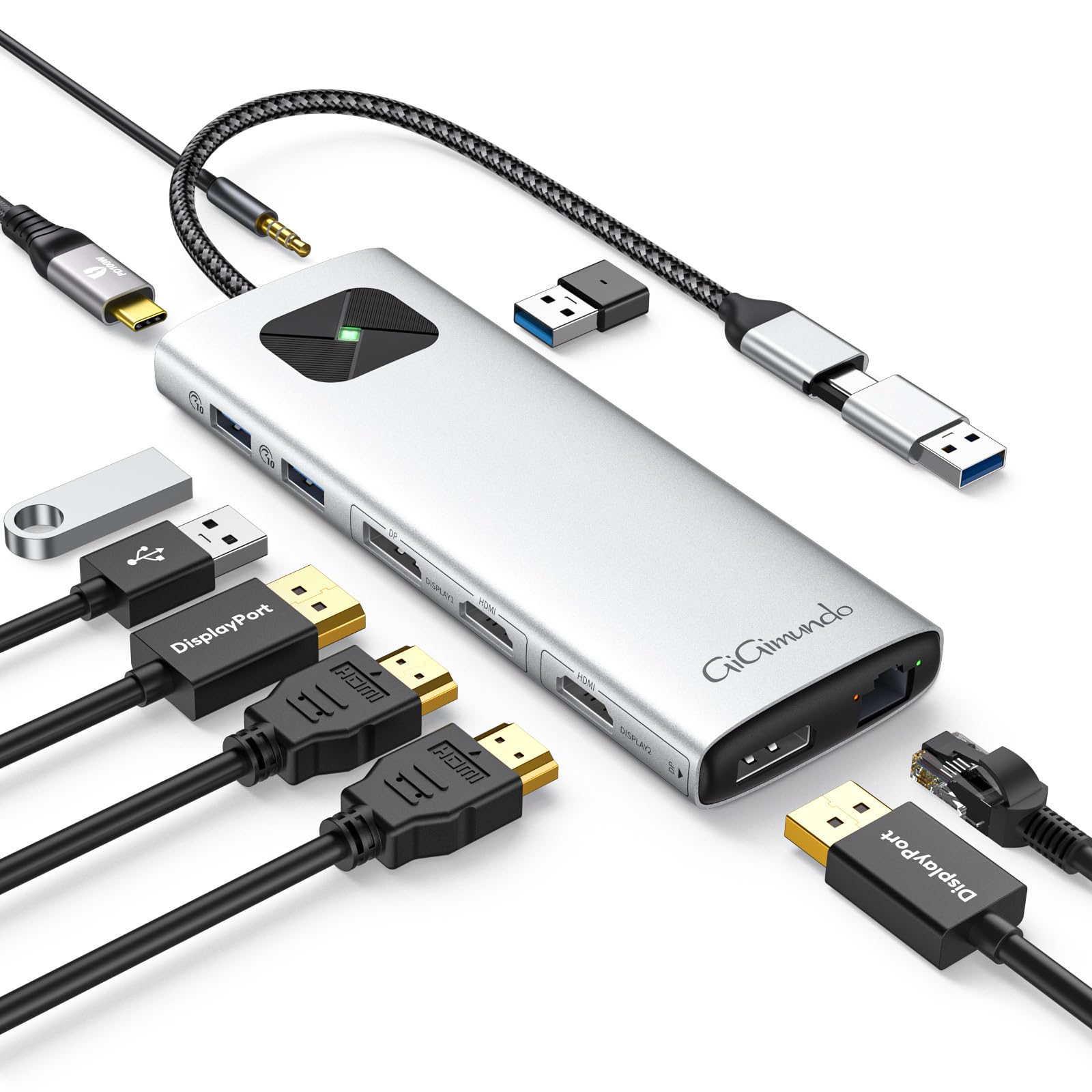Gigimundo USB C Docking Station 10 in 1 Doppio Display