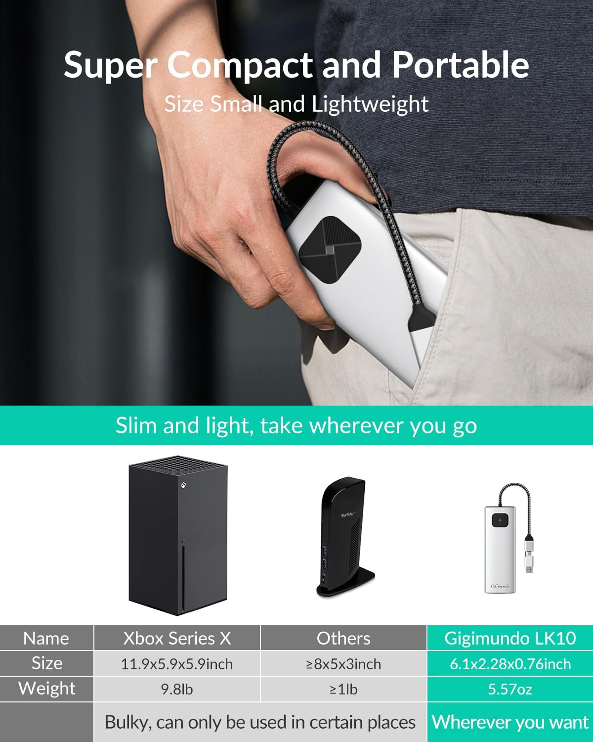 Gigimundo USB C Docking Station 10 in 1 Doppio Display - immagine 8